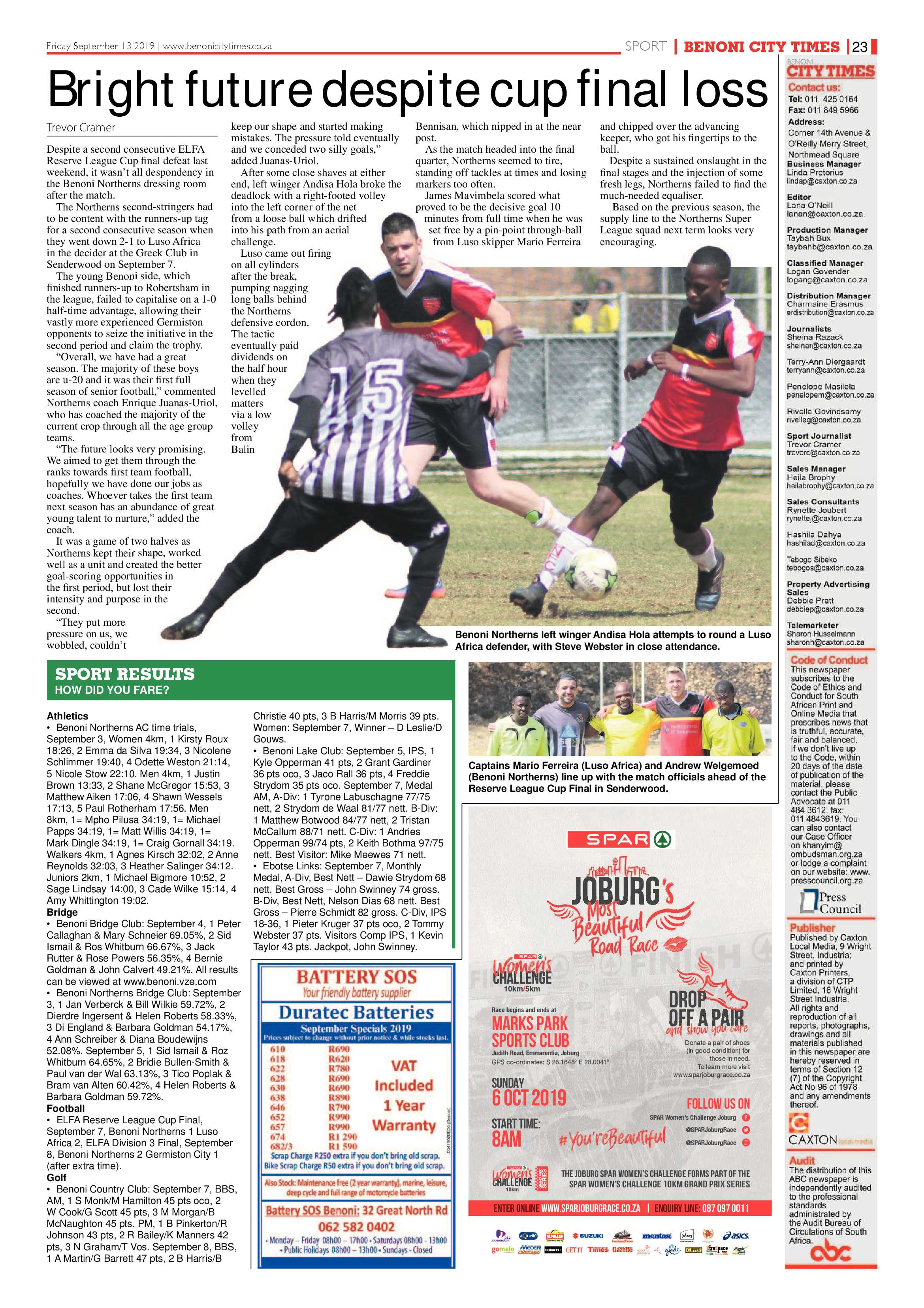 Benoni City Times 12 September 2019 page 23