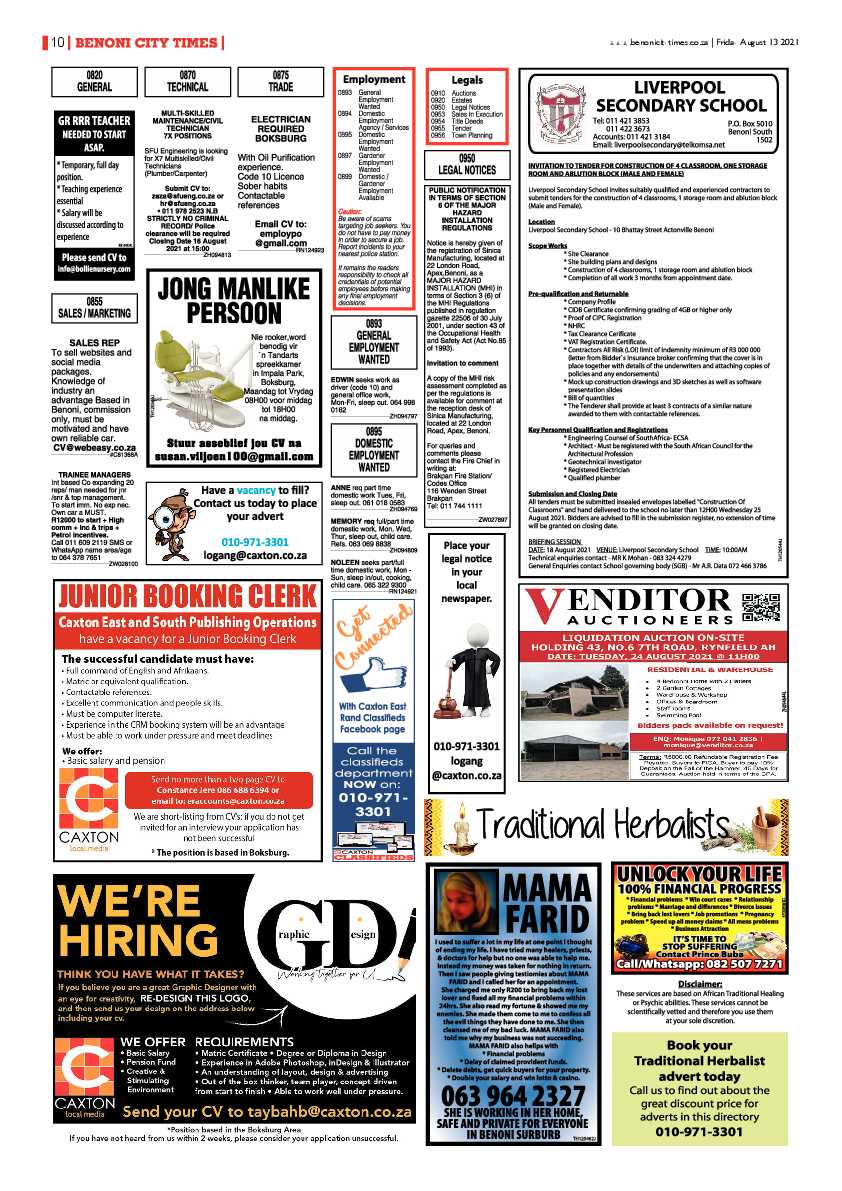 Benoni City Times 13 August 2021 page 10