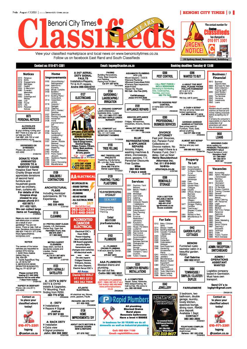 Benoni City Times 13 August 2021 page 9