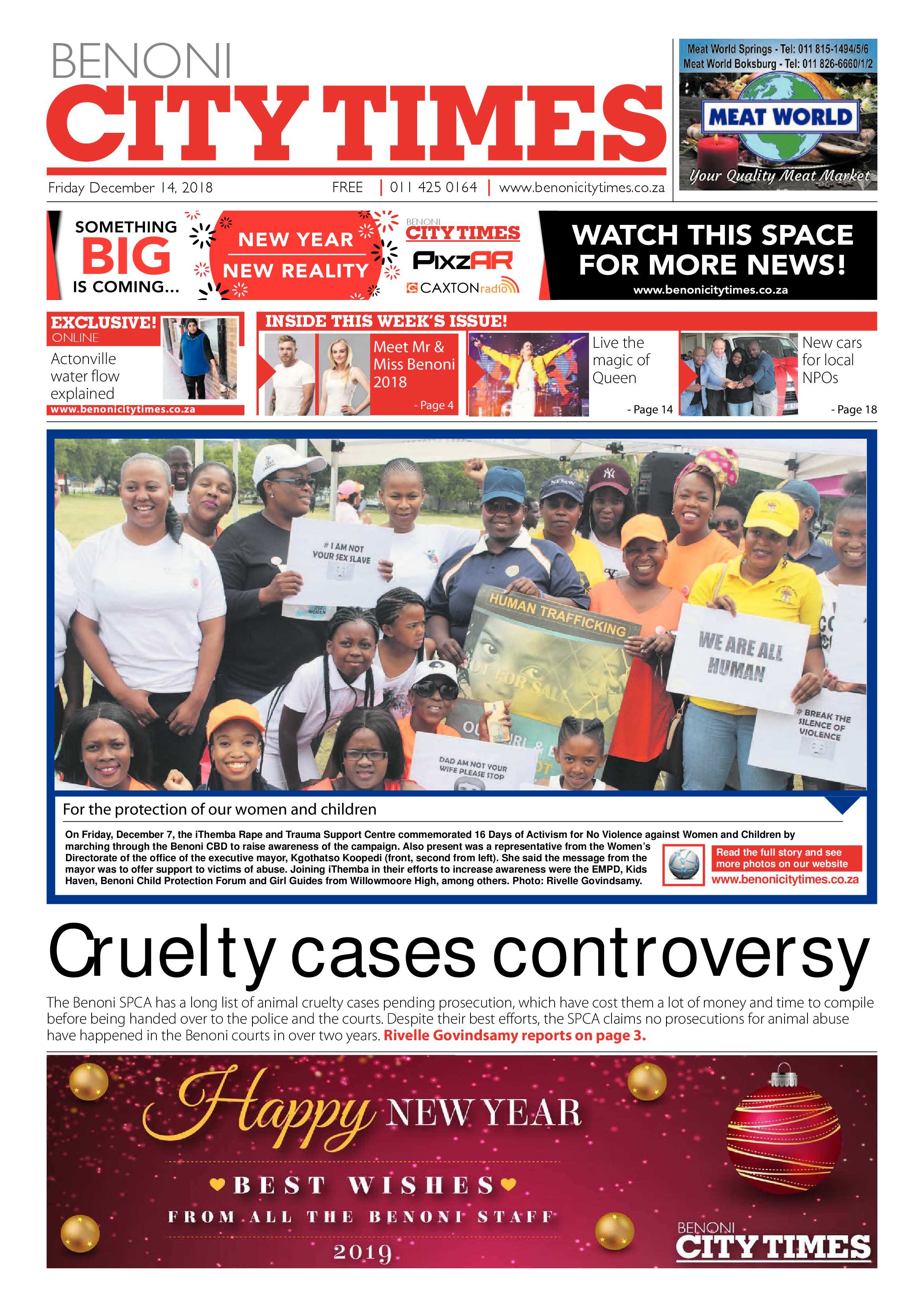 Benoni City Times 13 December 2018 page 1