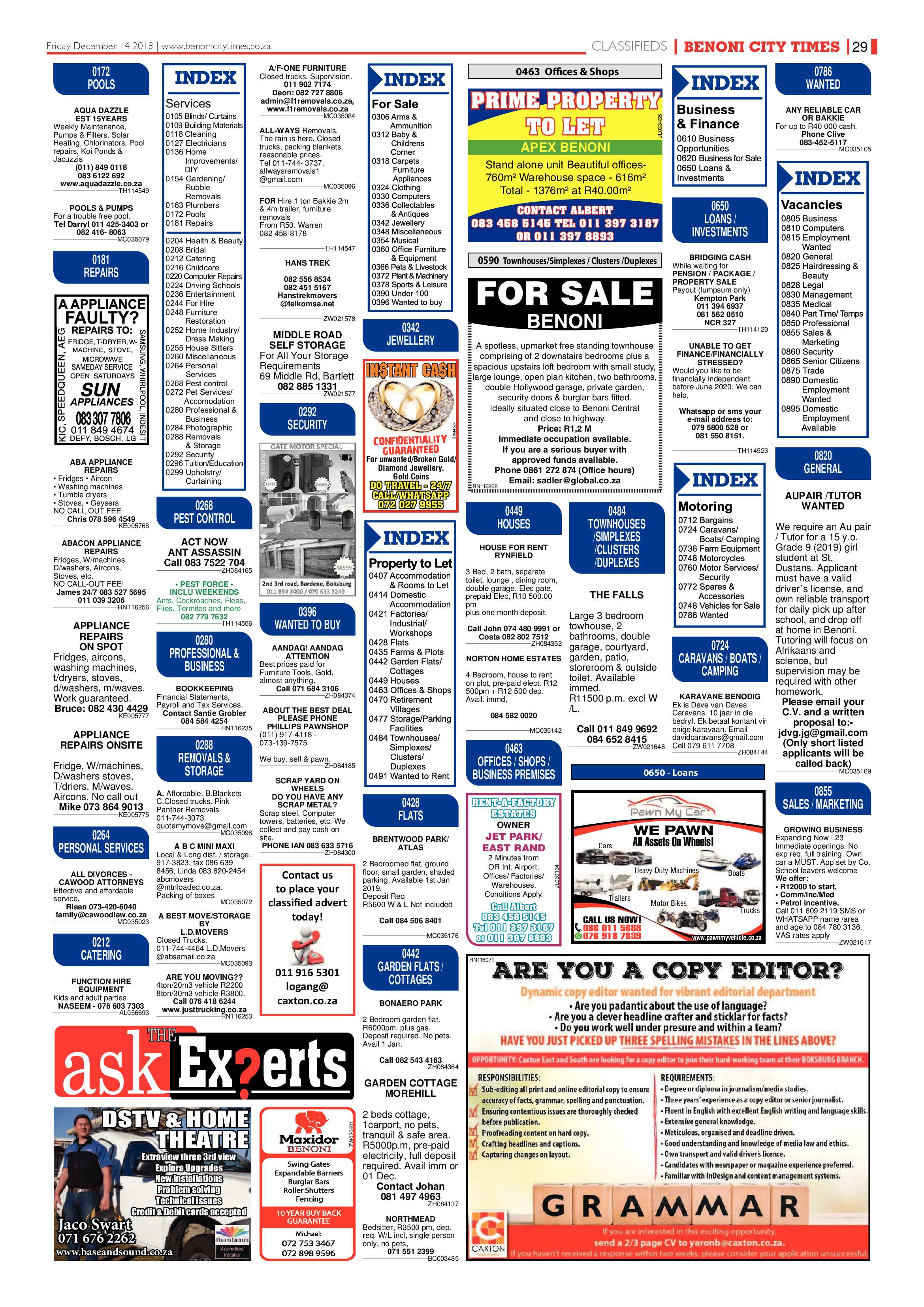 Benoni City Times 13 December 2018 page 31