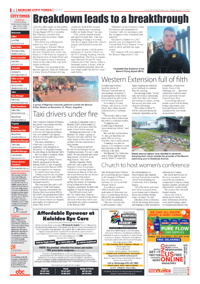 Benoni City Times 13 January 2023 page 2