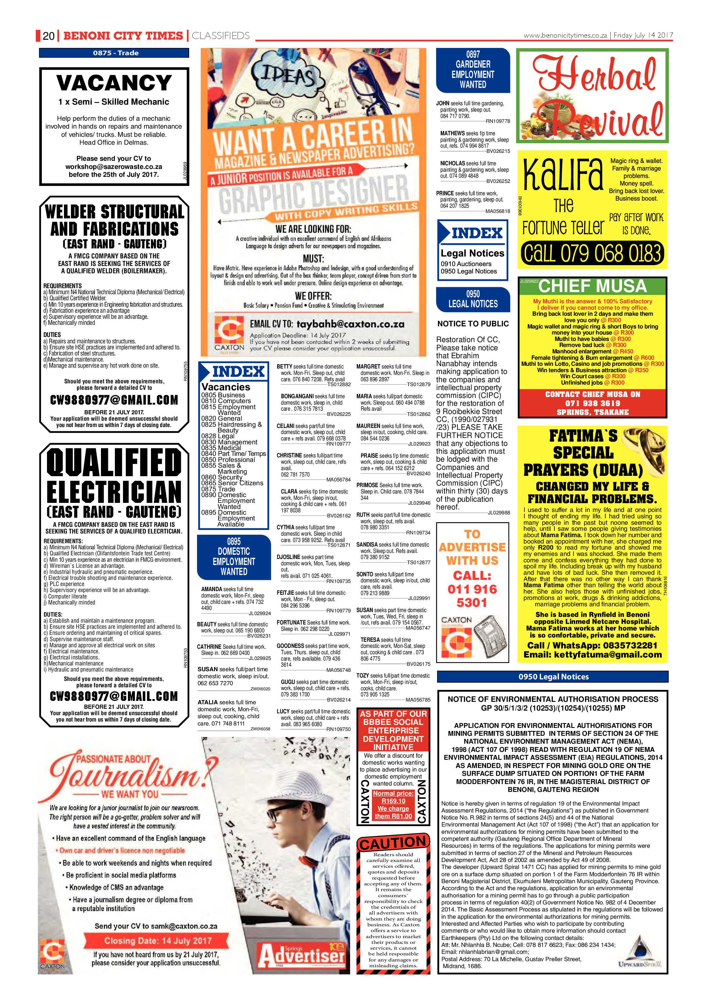 Benoni City Times 13 July 2017 page 20