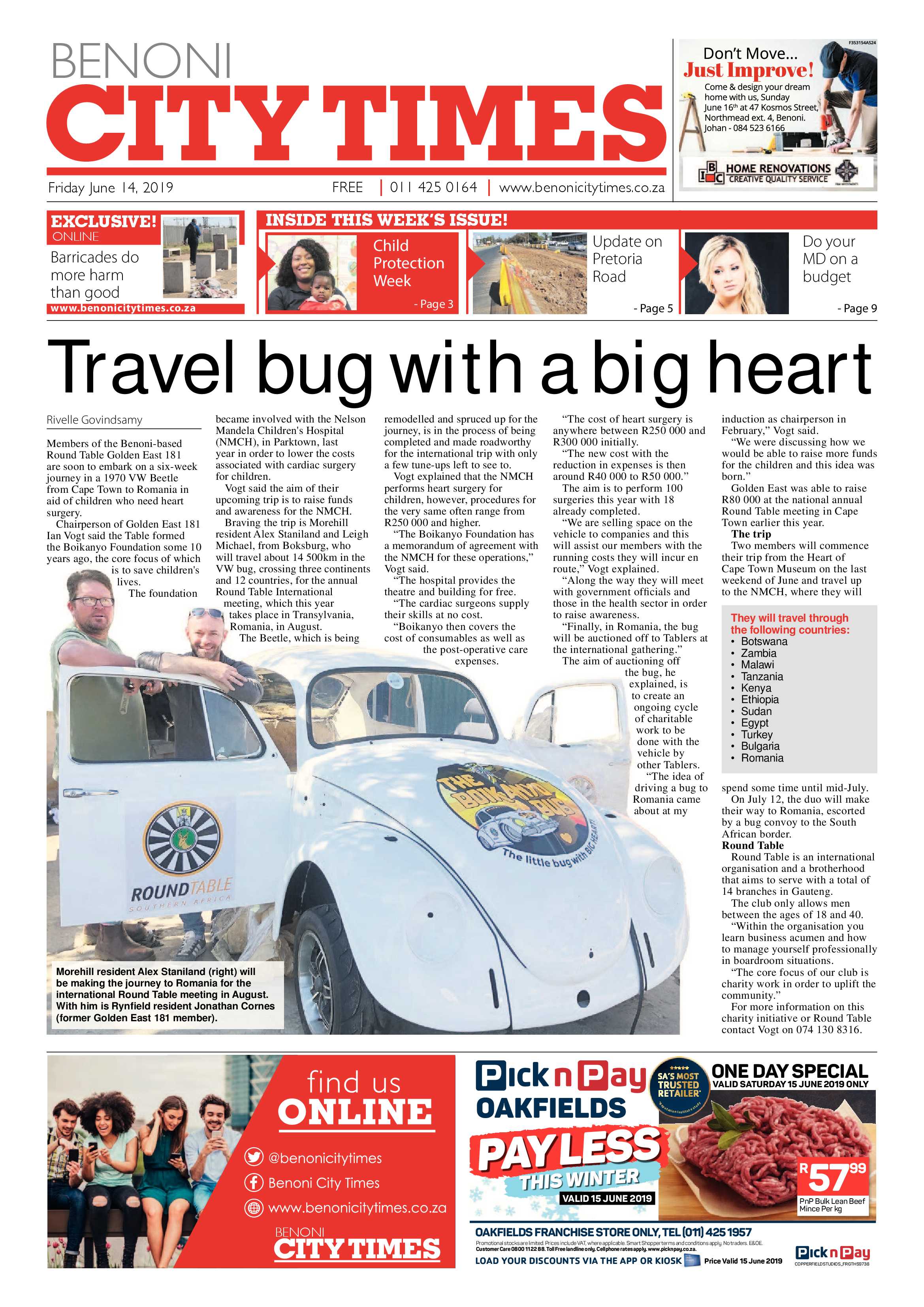 Benoni City Times 13 June 2019 page 1