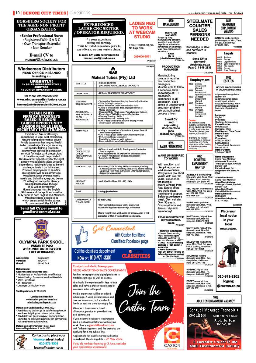 Benoni City Times 13 May 2022 page 10