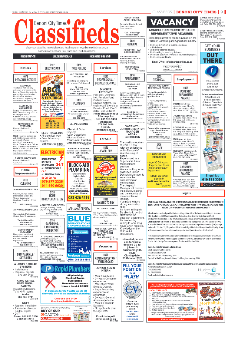 Benoni City Times 13 October 2023 page 9