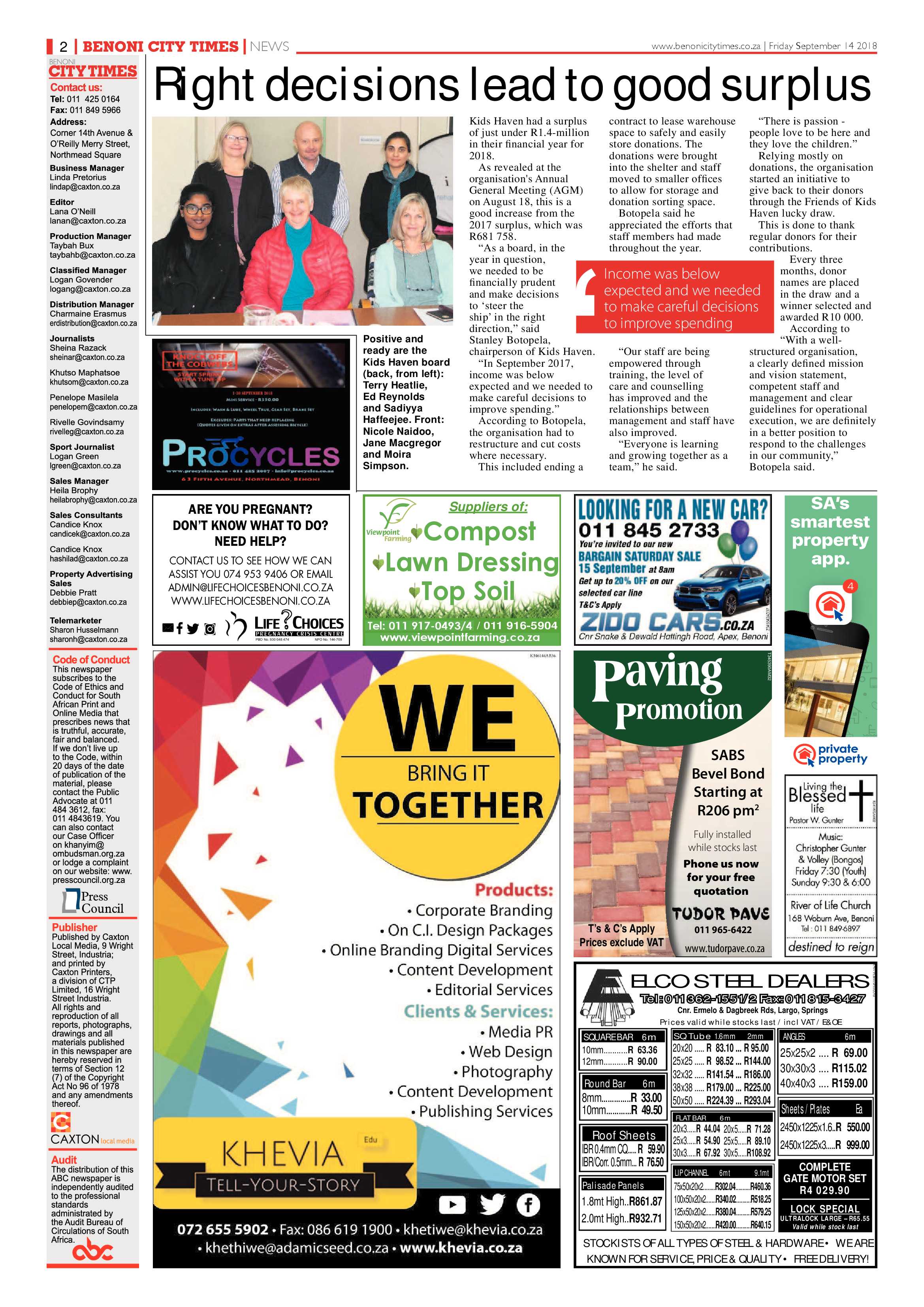 Benoni City Times 13 September 2018 page 2