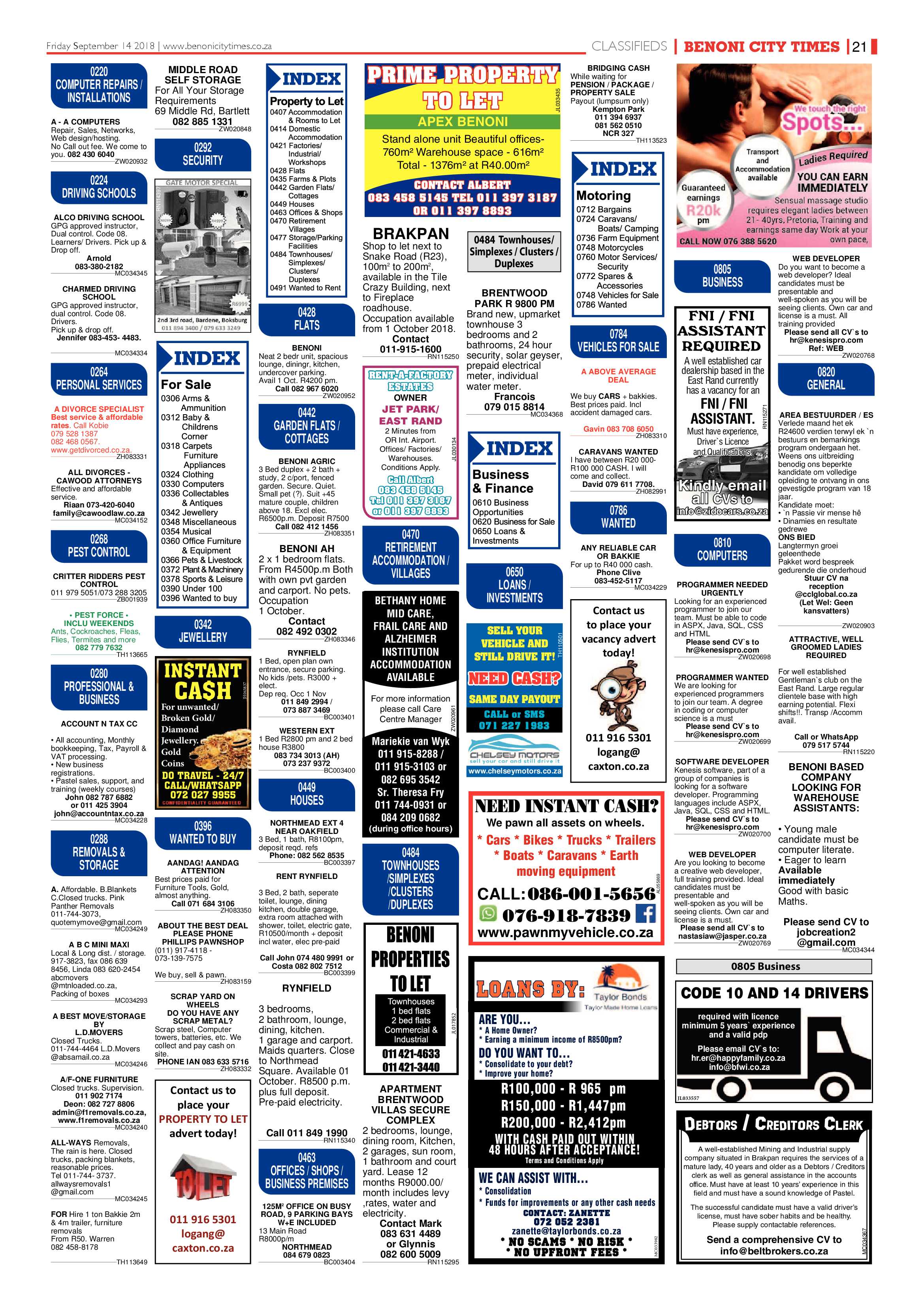 Benoni City Times 13 September 2018 page 21