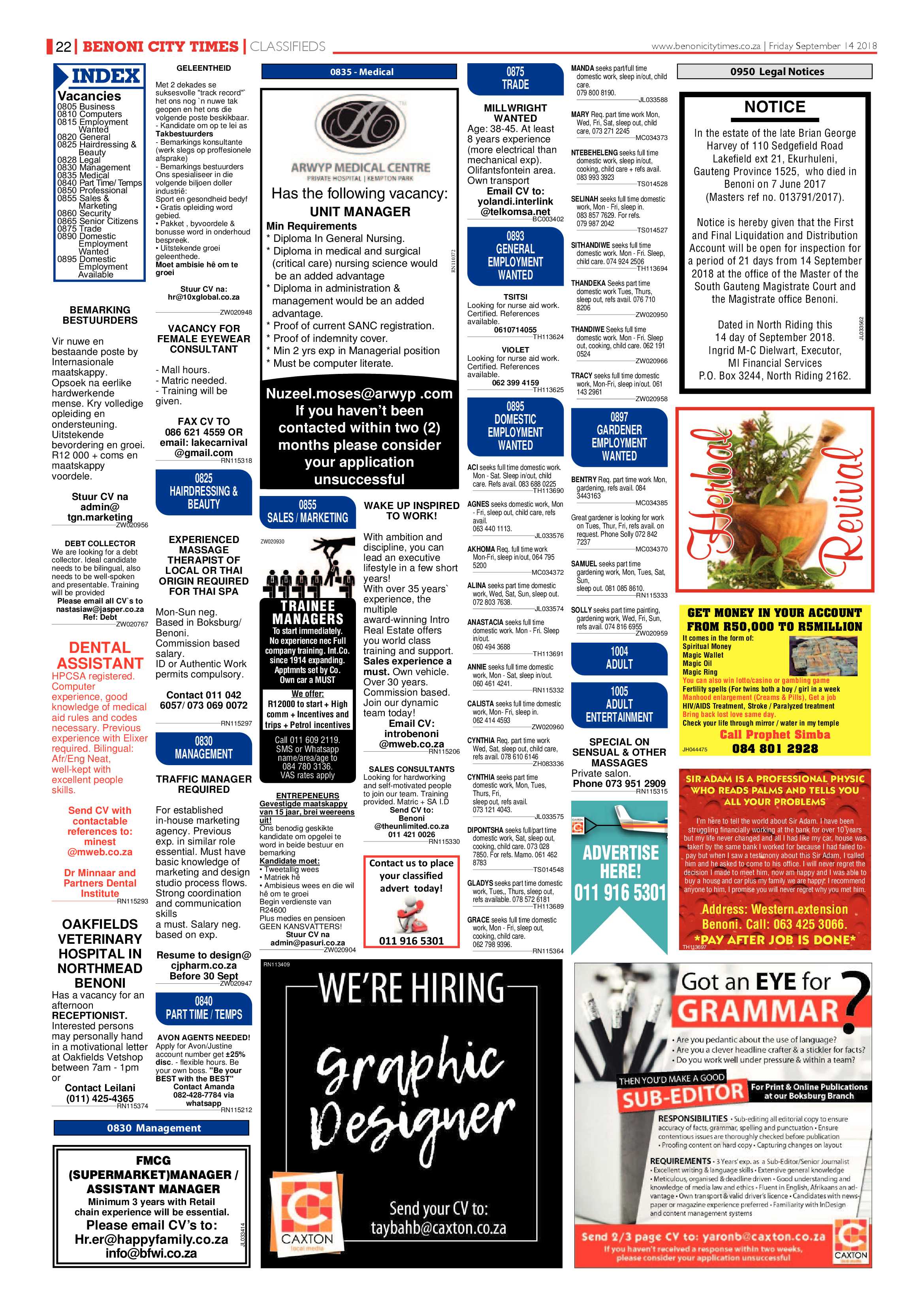 Benoni City Times 13 September 2018 page 22