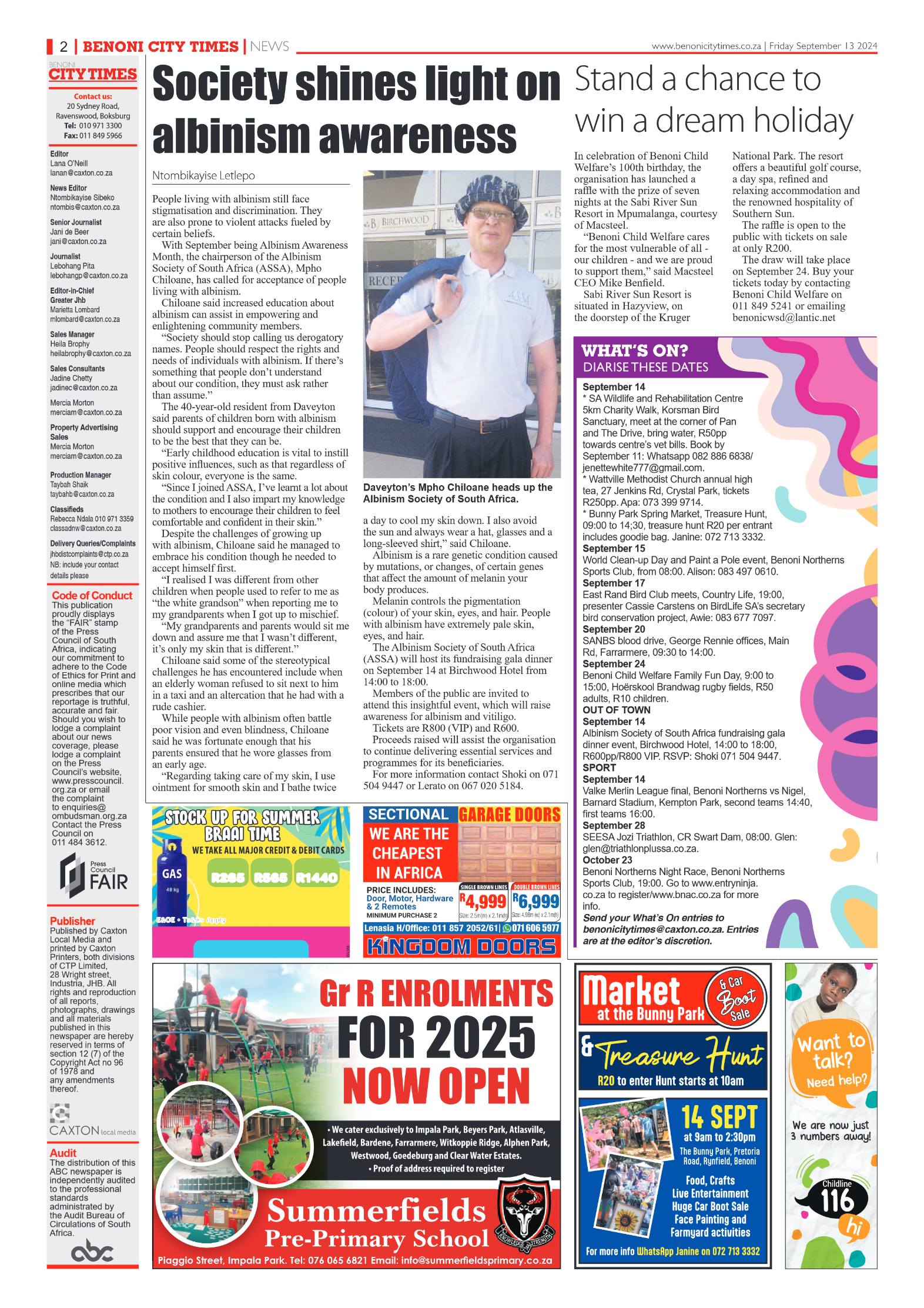 Benoni City Times 13 September 2024 page 2