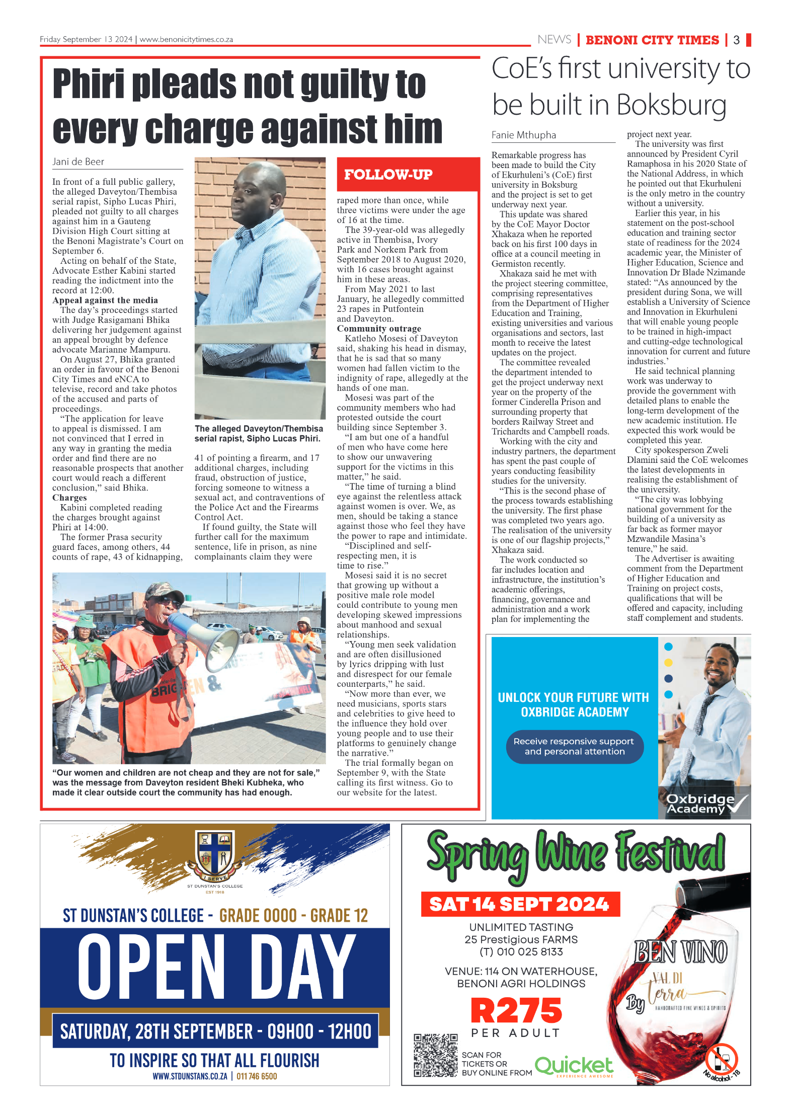 Benoni City Times 13 September 2024 page 3