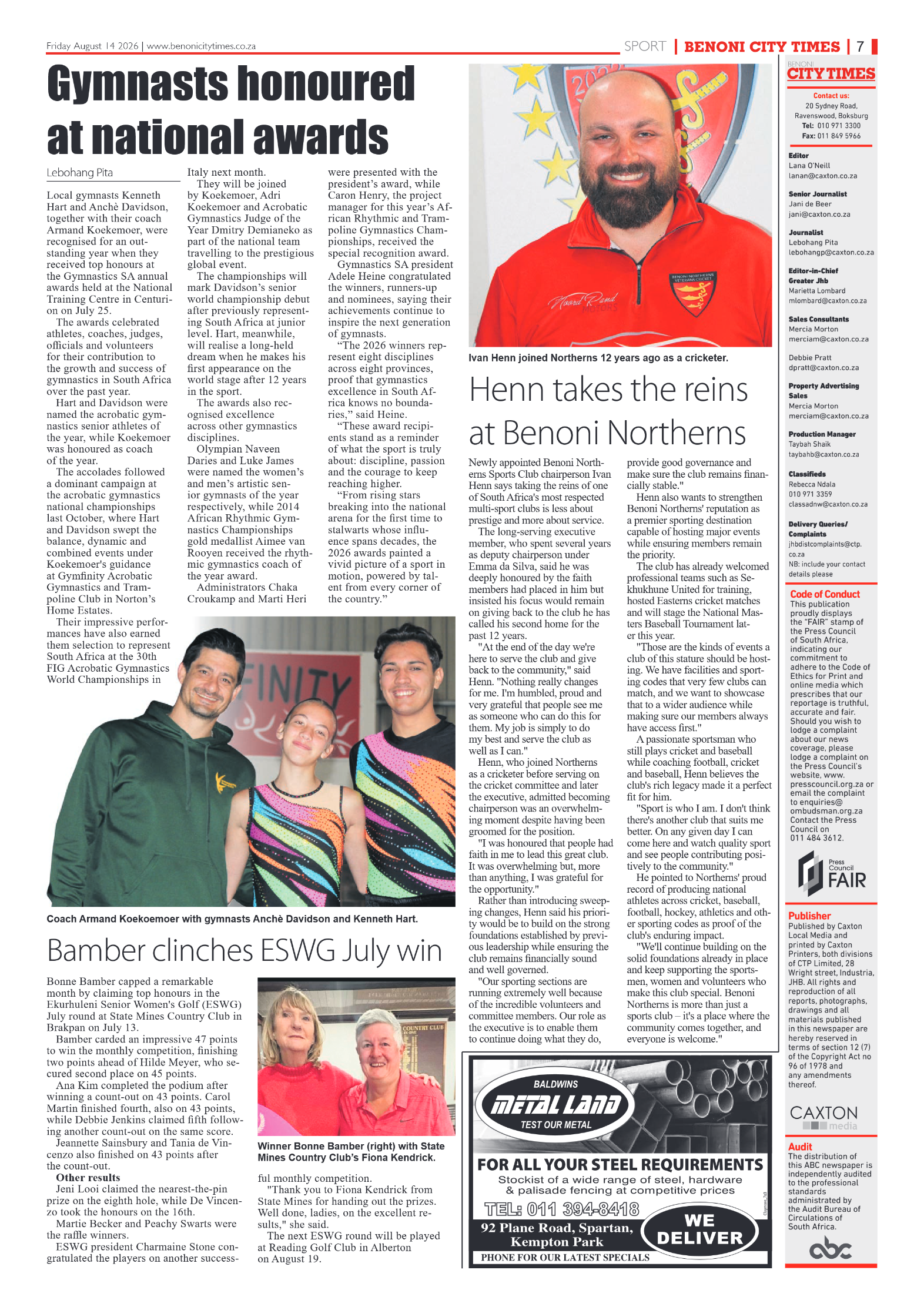Benoni City Times 14 August 2026 page 7