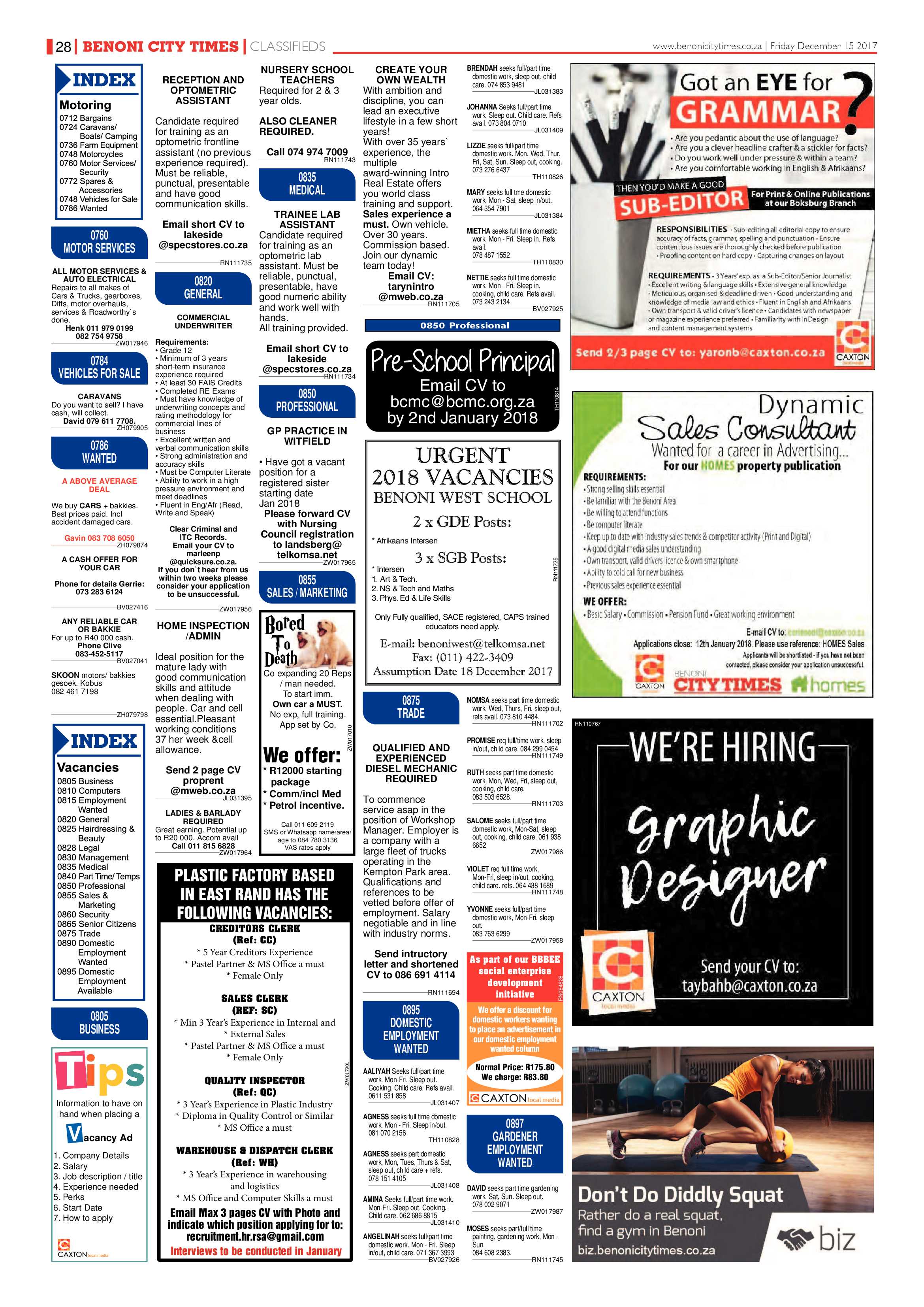 Benoni City Times 14 December 2017 page 28