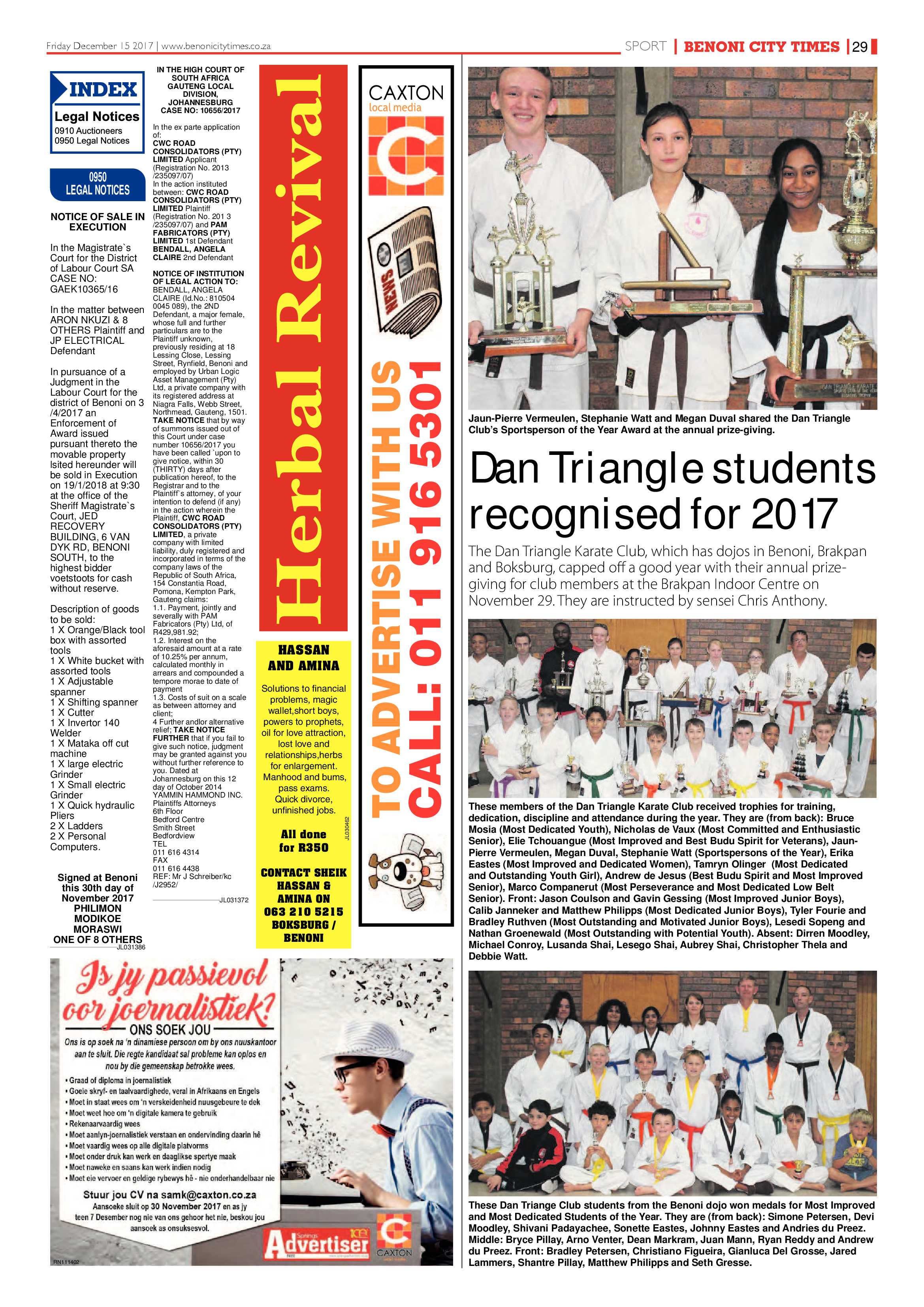 Benoni City Times 14 December 2017 page 29