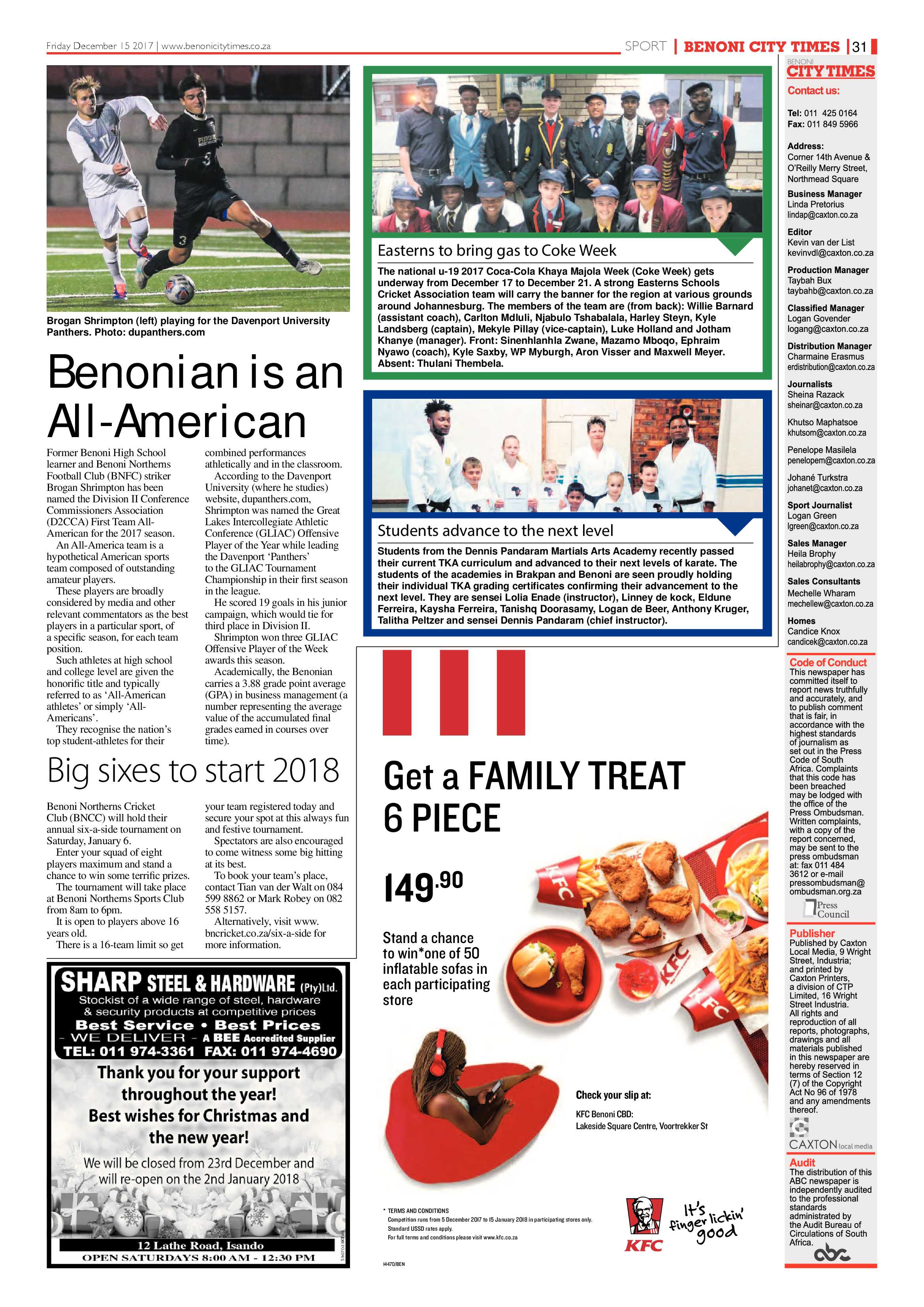 Benoni City Times 14 December 2017 page 31