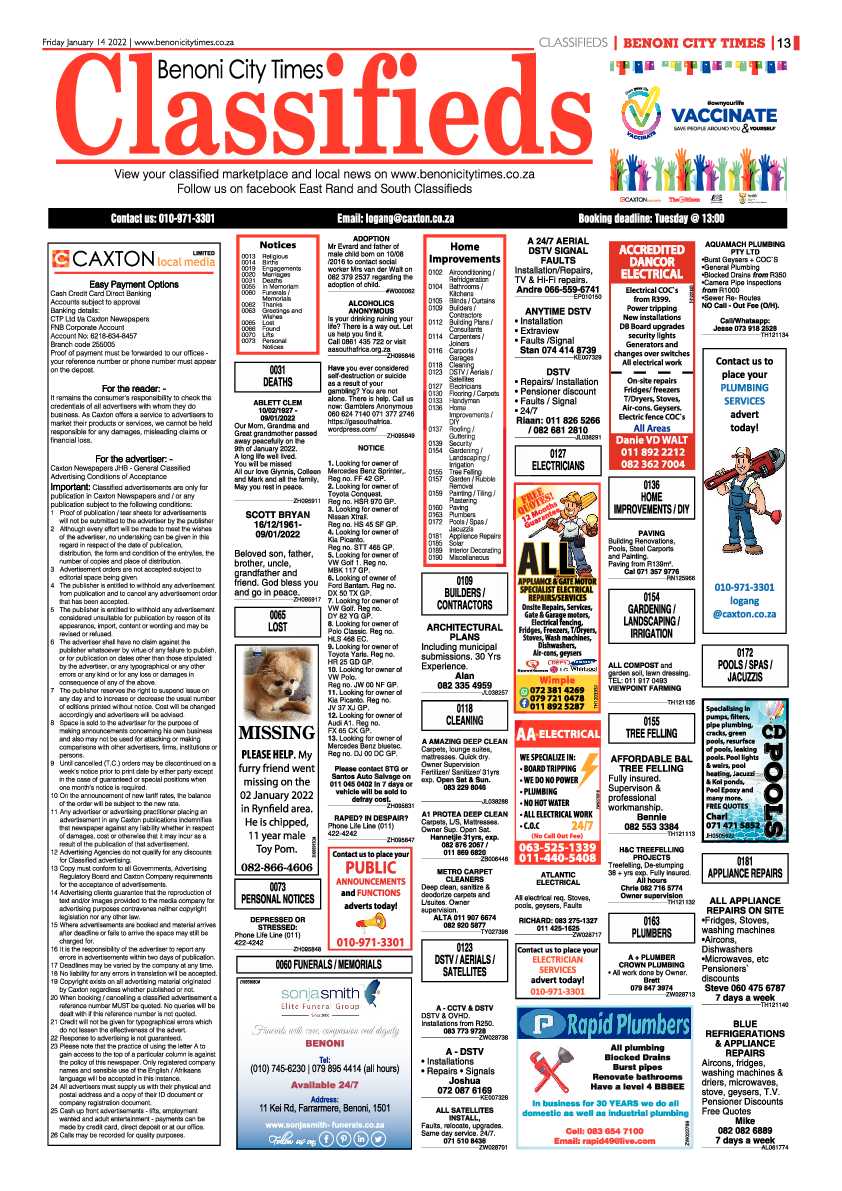 Benoni City Times 14 January 2022 page 13