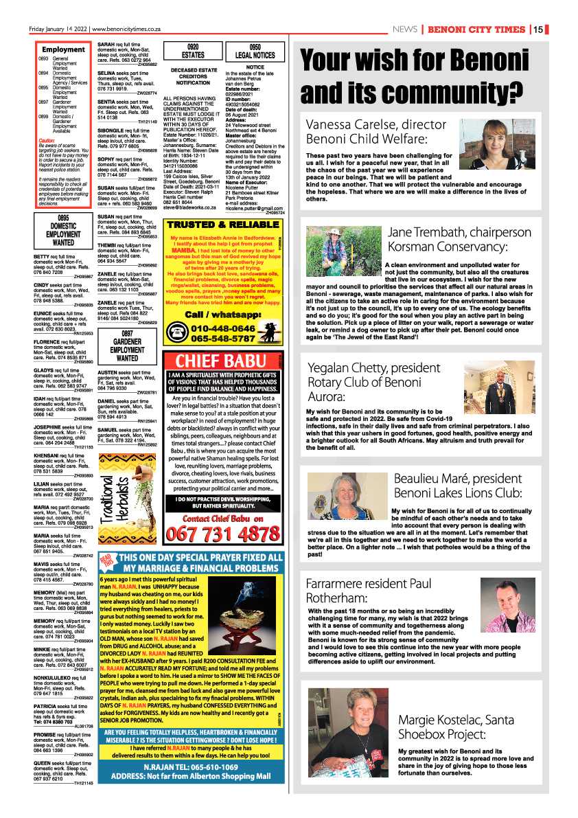 Benoni City Times 14 January 2022 page 15