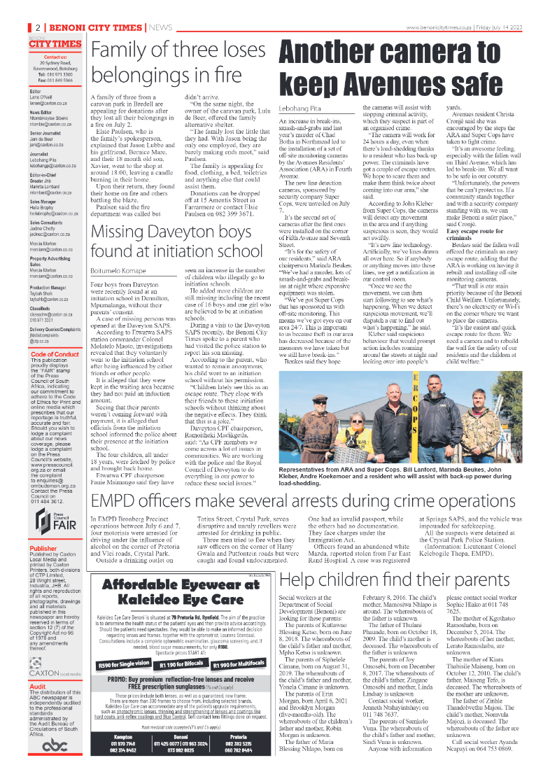 Benoni City Times 14 July  2023 page 2