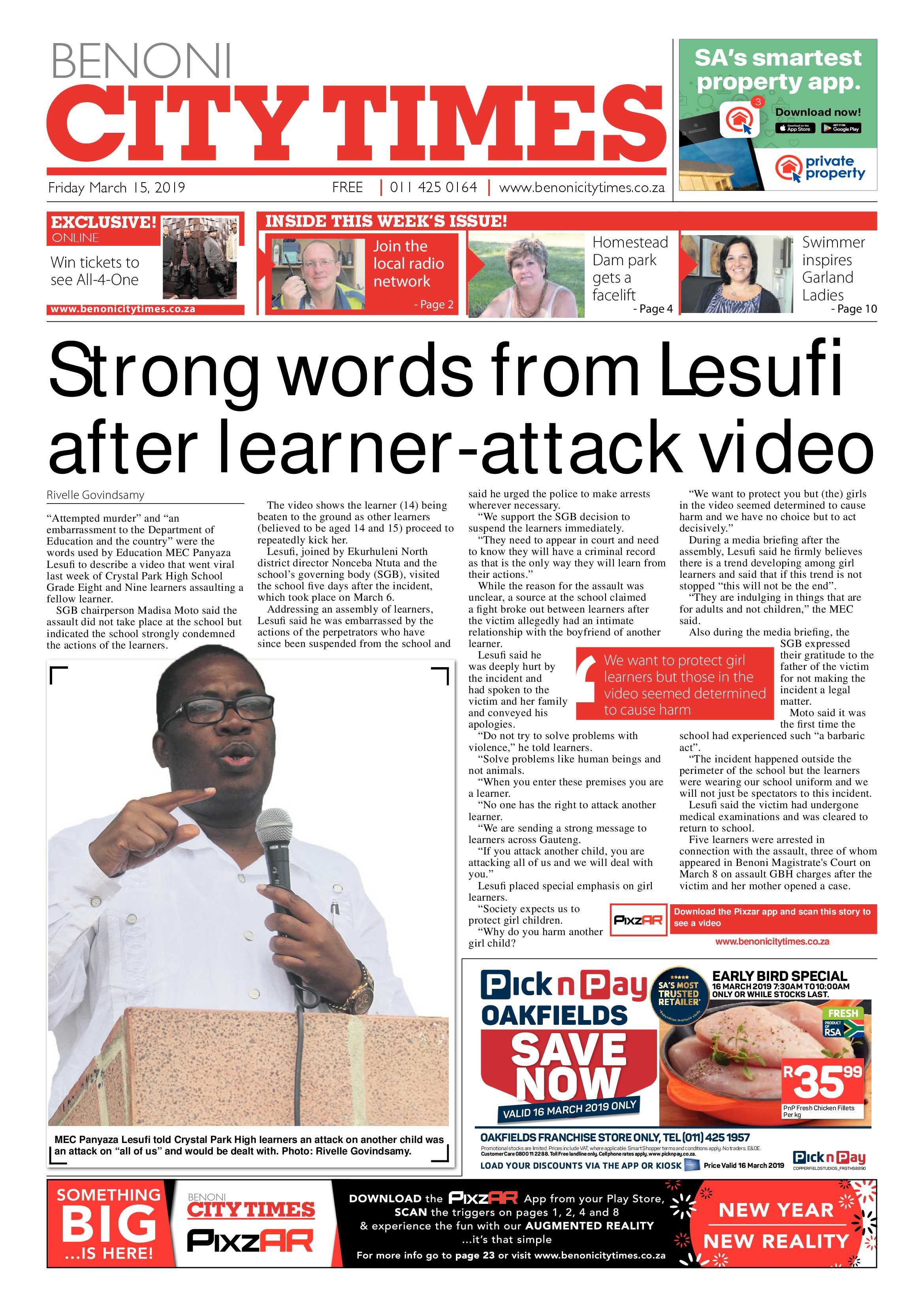 Benoni City Times 14 March 2019 page 1