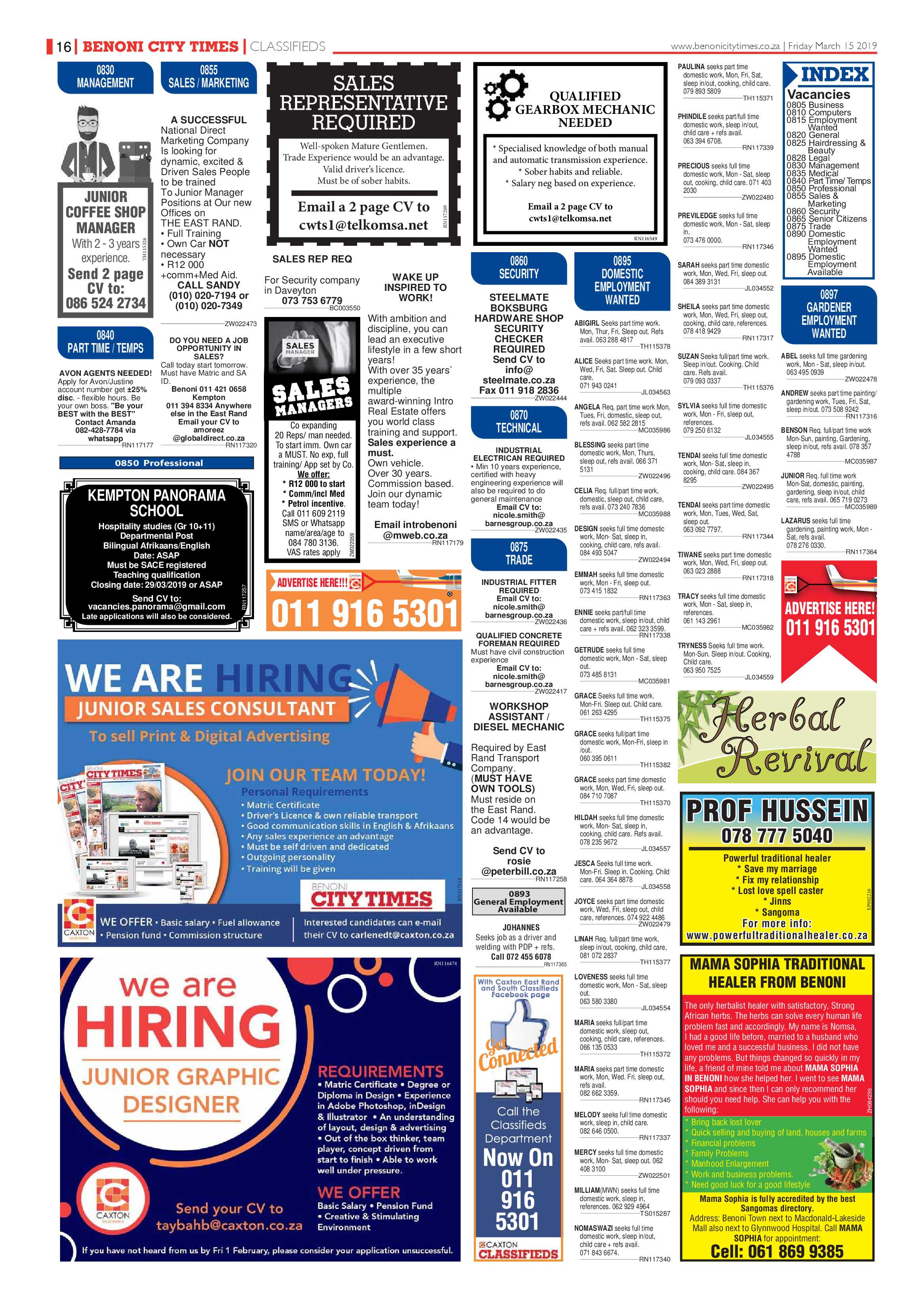 Benoni City Times 14 March 2019 page 16