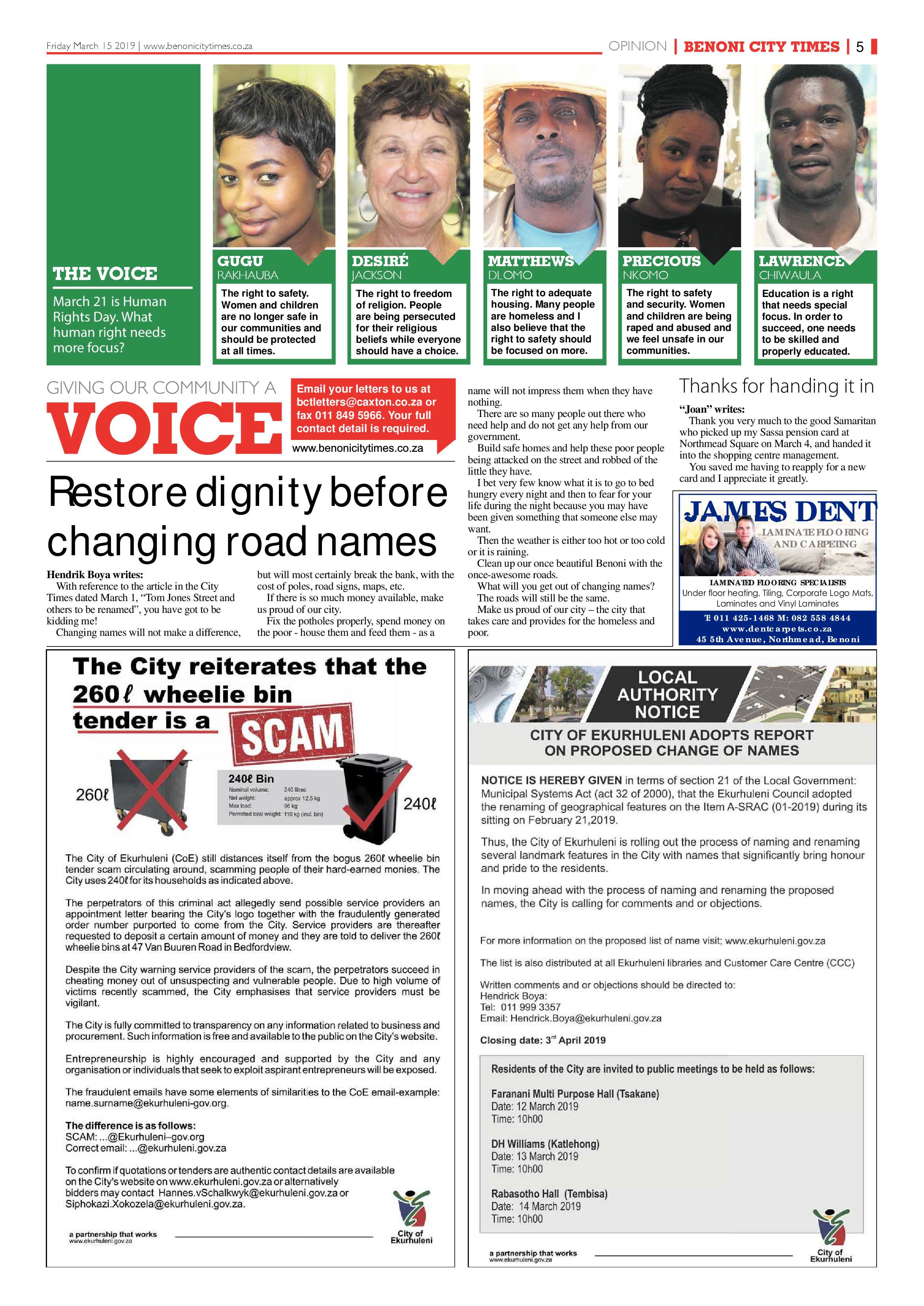 Benoni City Times 14 March 2019 page 5