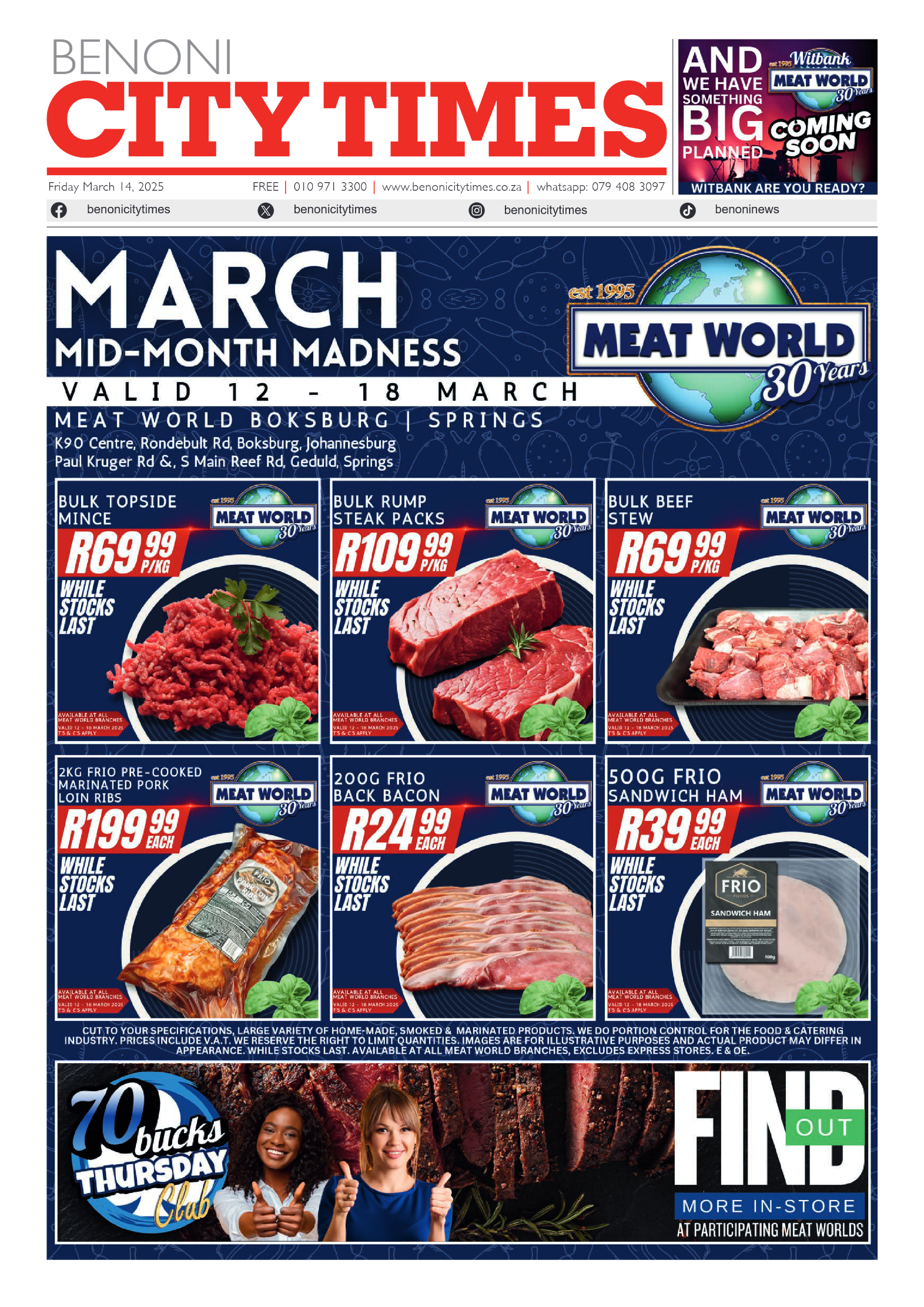 Benoni City Times 14 March 2025 page 1