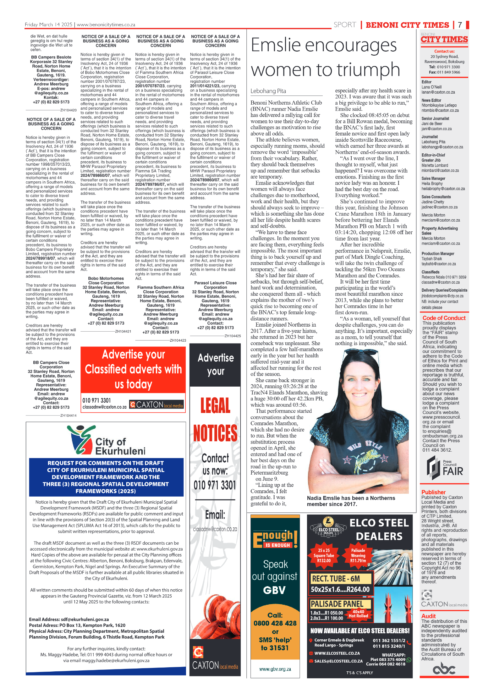 Benoni City Times 14 March 2025 page 9