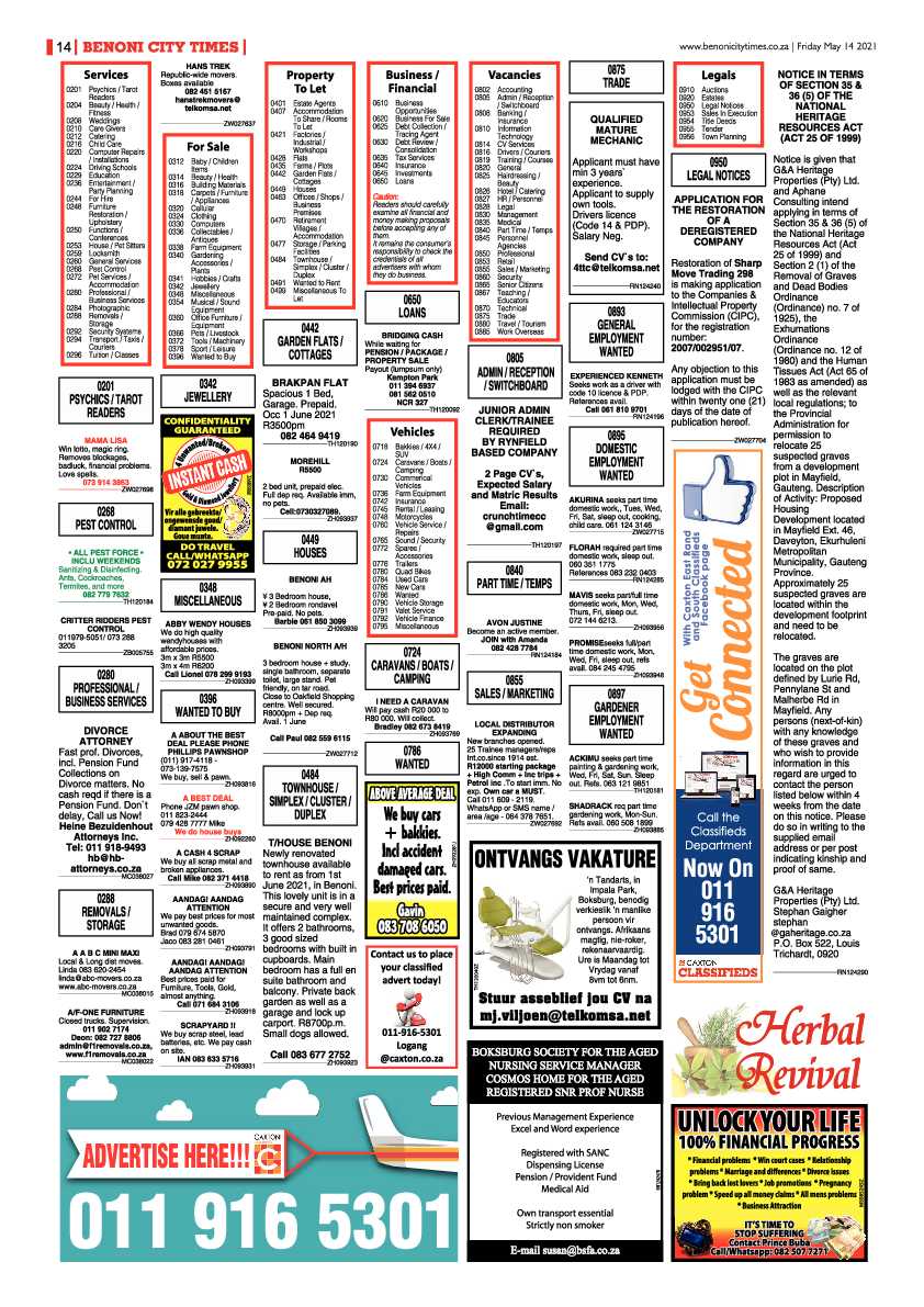 Benoni City Times 14 May 2021 page 14