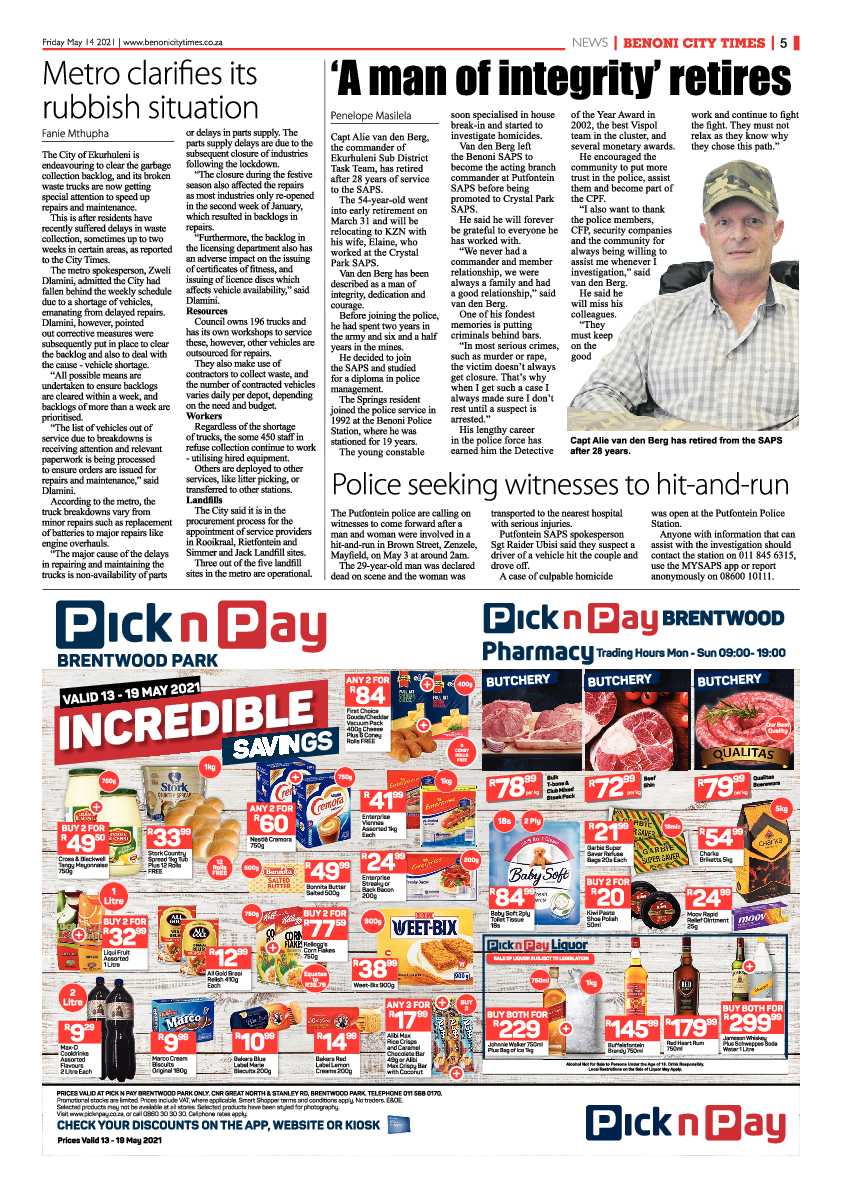Benoni City Times 14 May 2021 page 5