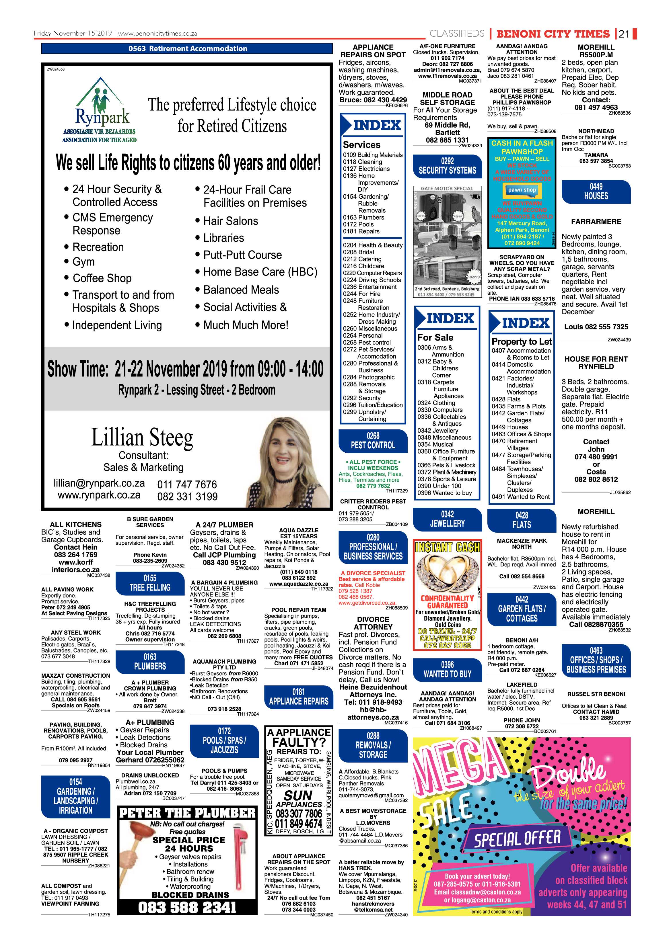 Benoni City Times 14 November 2019 page 21