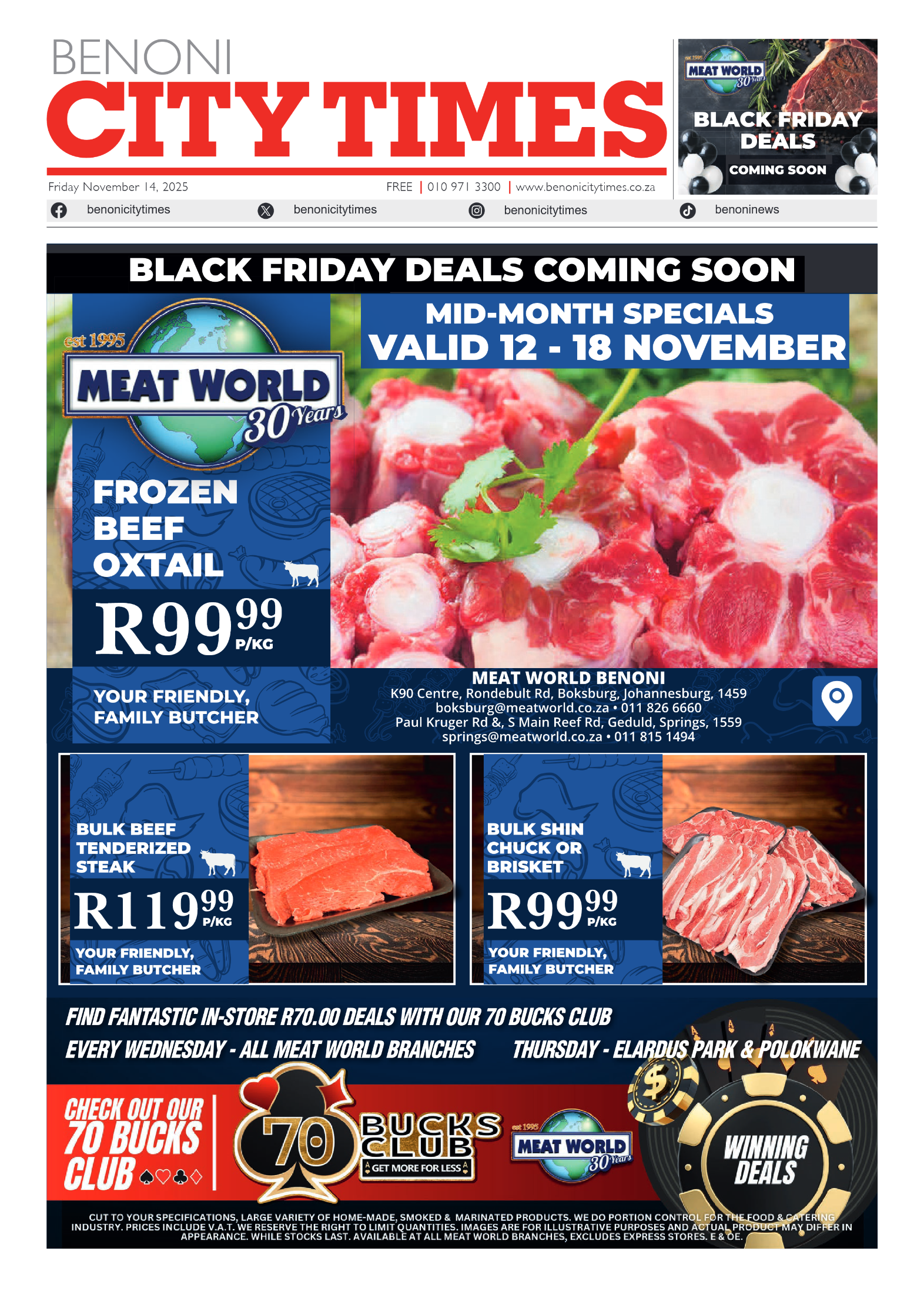 Benoni City Times 14 November 2025 page 1
