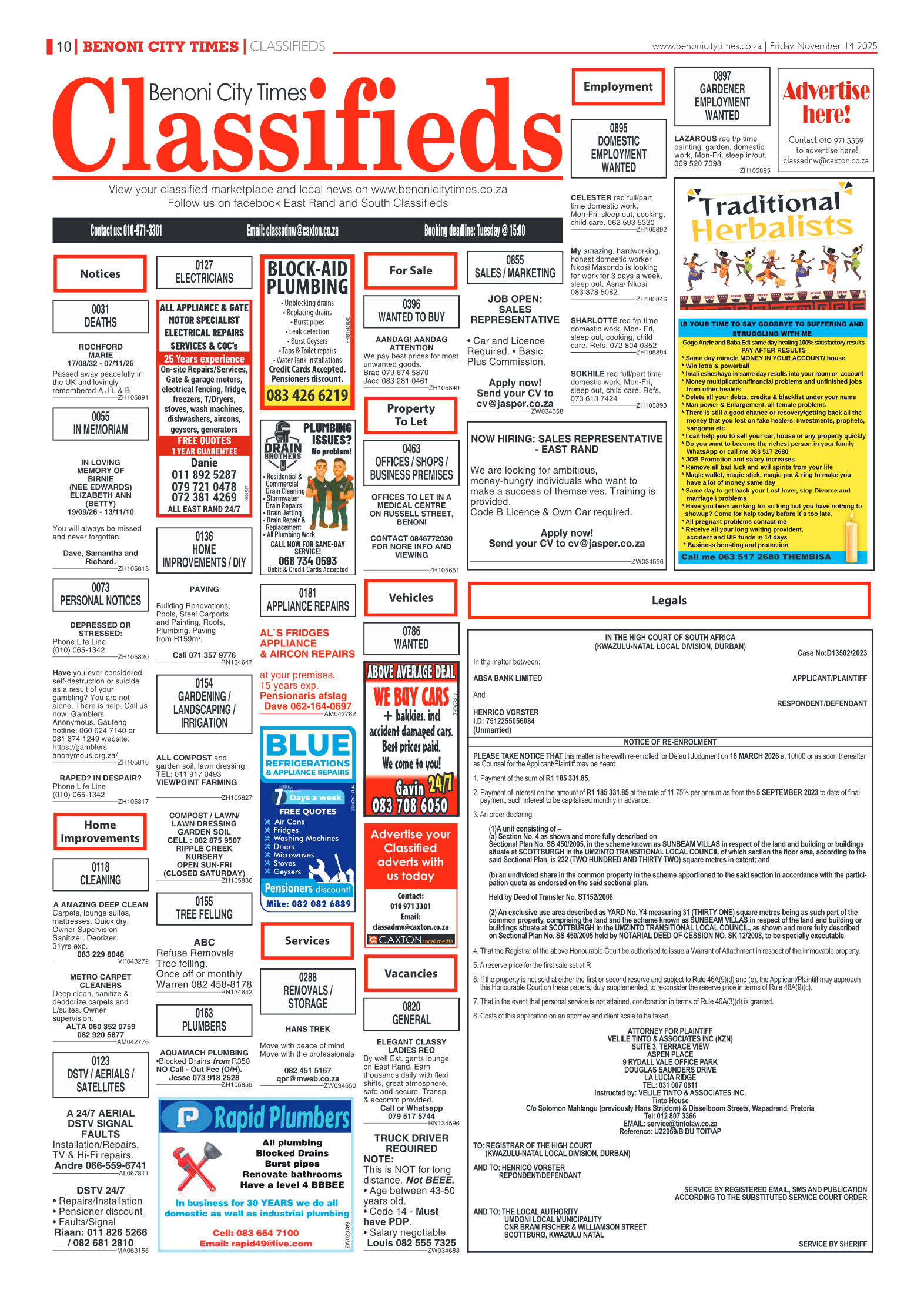 Benoni City Times 14 November 2025 page 12