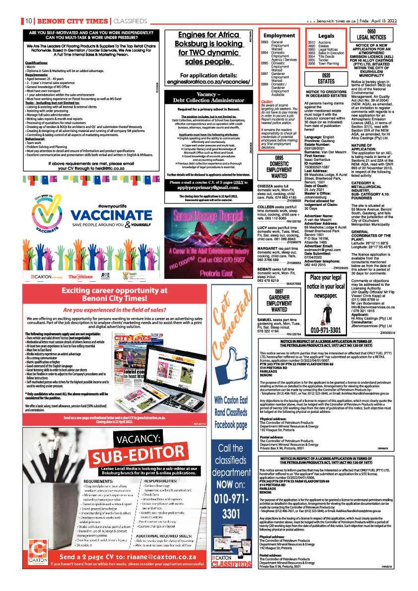 Benoni City Times 15 April 2022 page 10