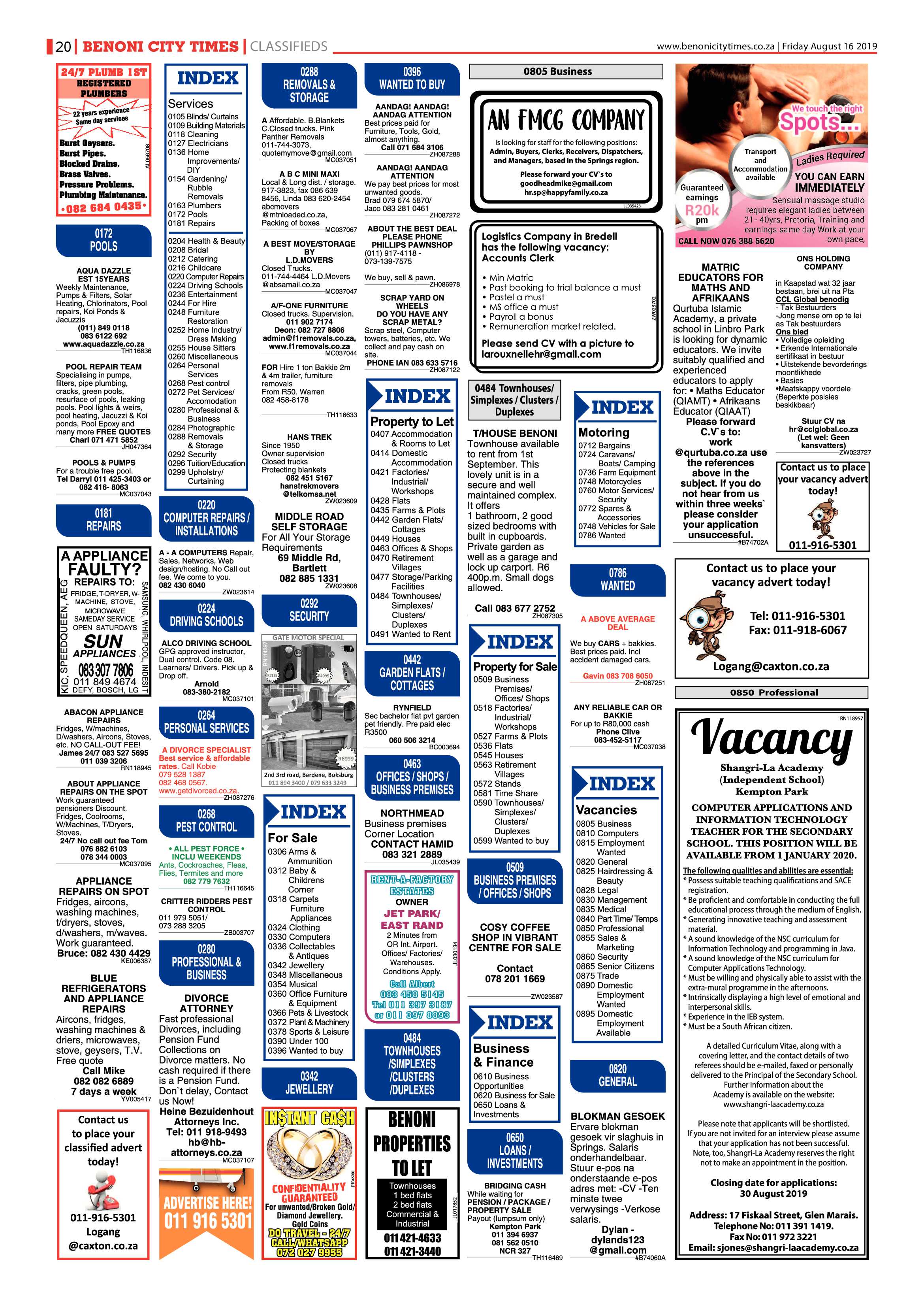 Benoni City Times 15 August 2019 page 20