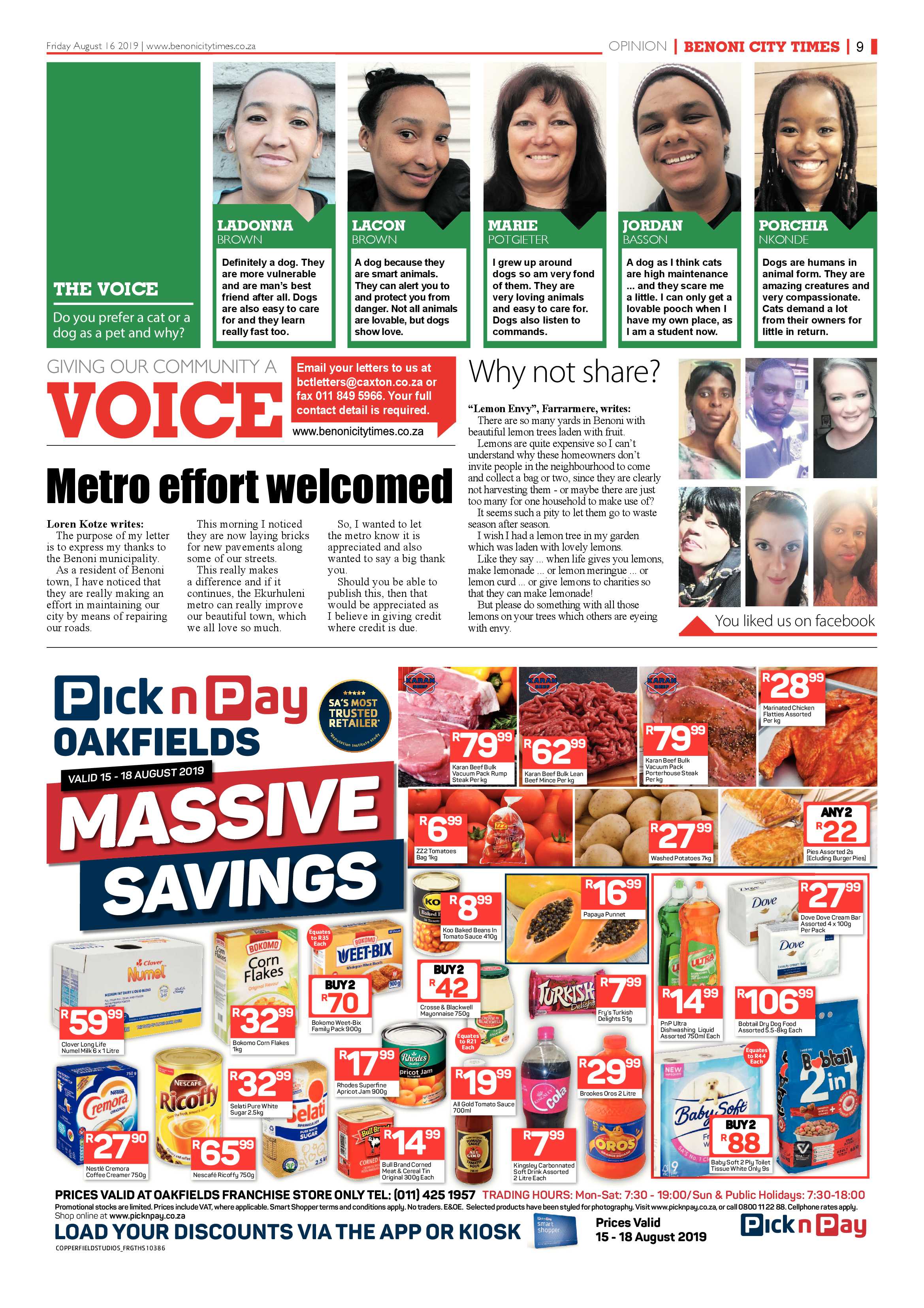Benoni City Times 15 August 2019 page 9