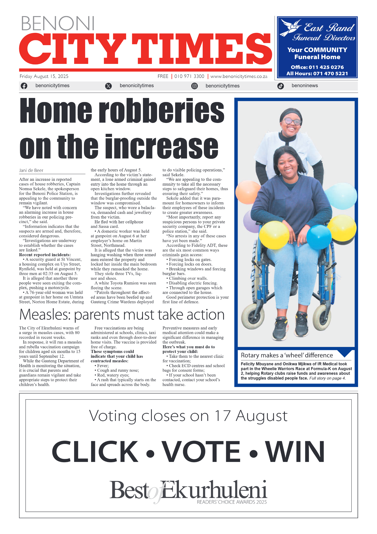 Benoni City Times 15 August 2025 page 3