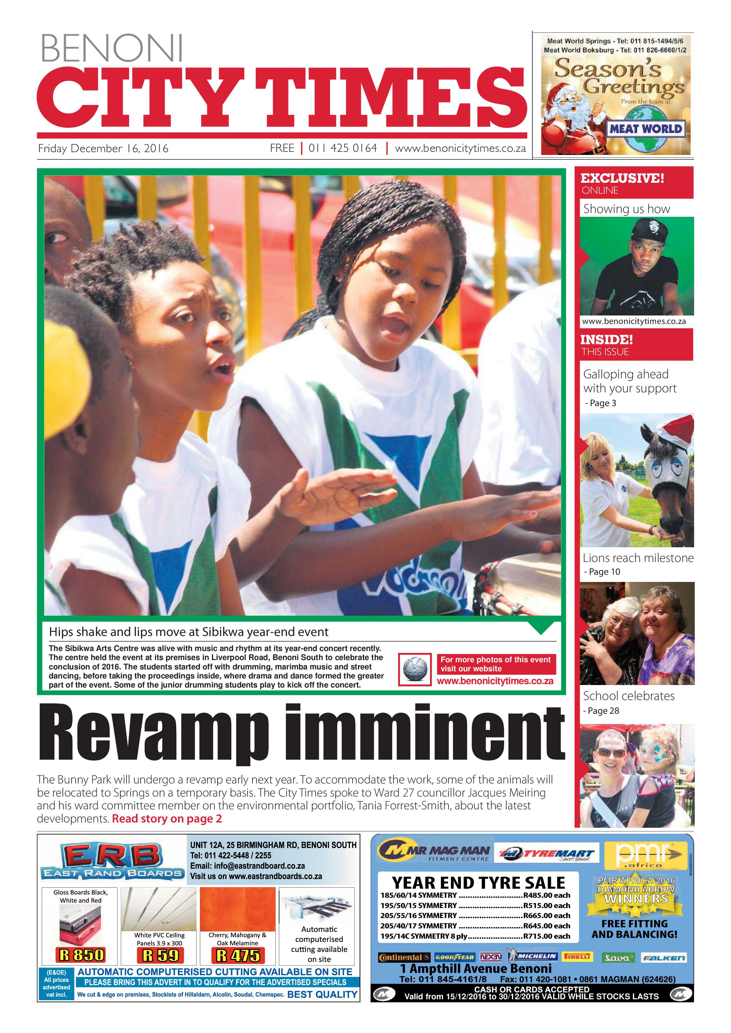 Benoni City Times 15 December page 1