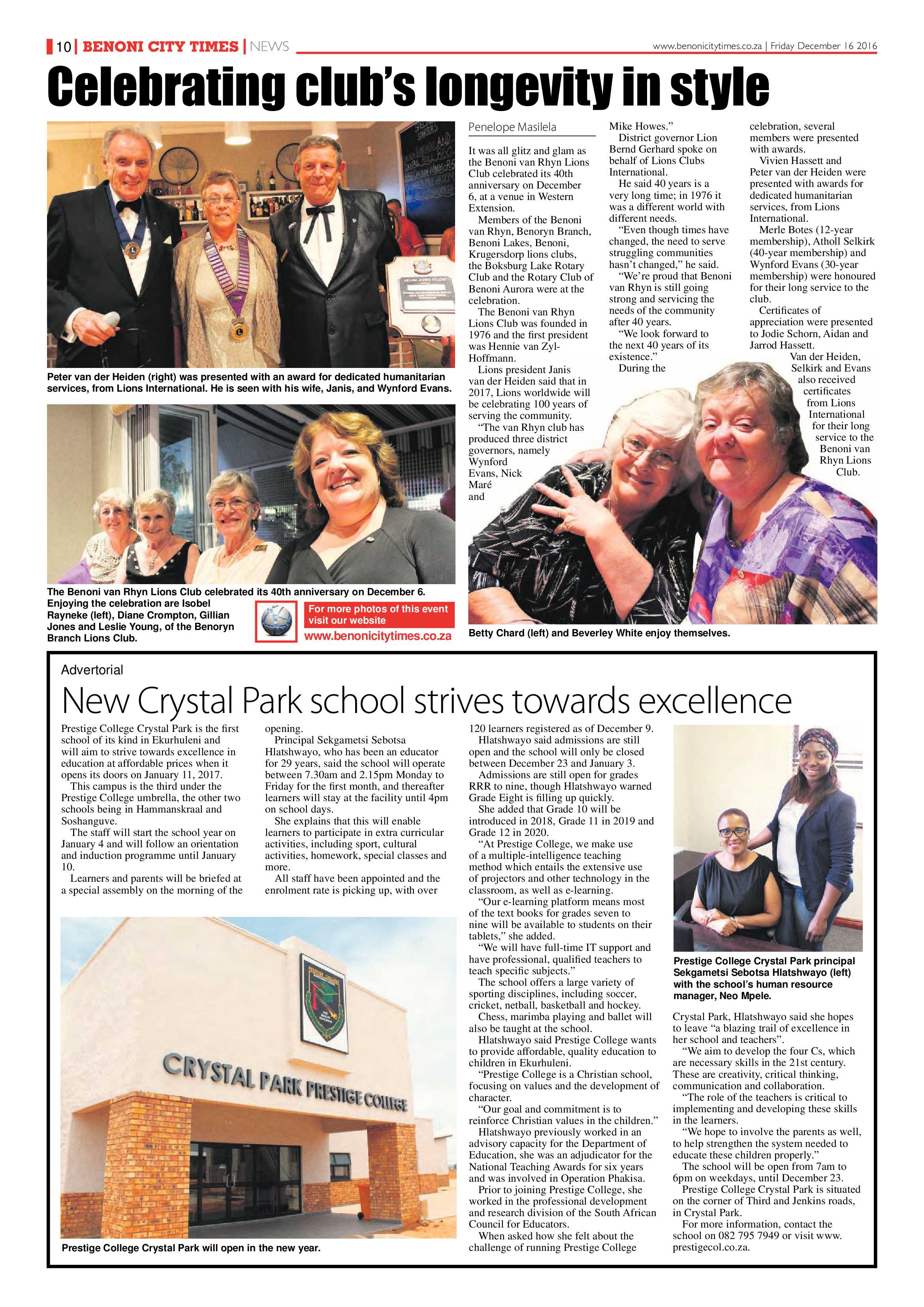 Benoni City Times 15 December page 10