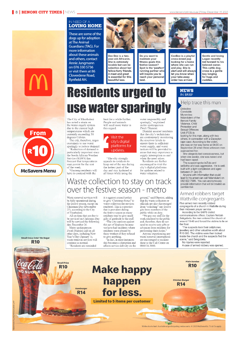 Benoni City Times 15 December 2023 page 8