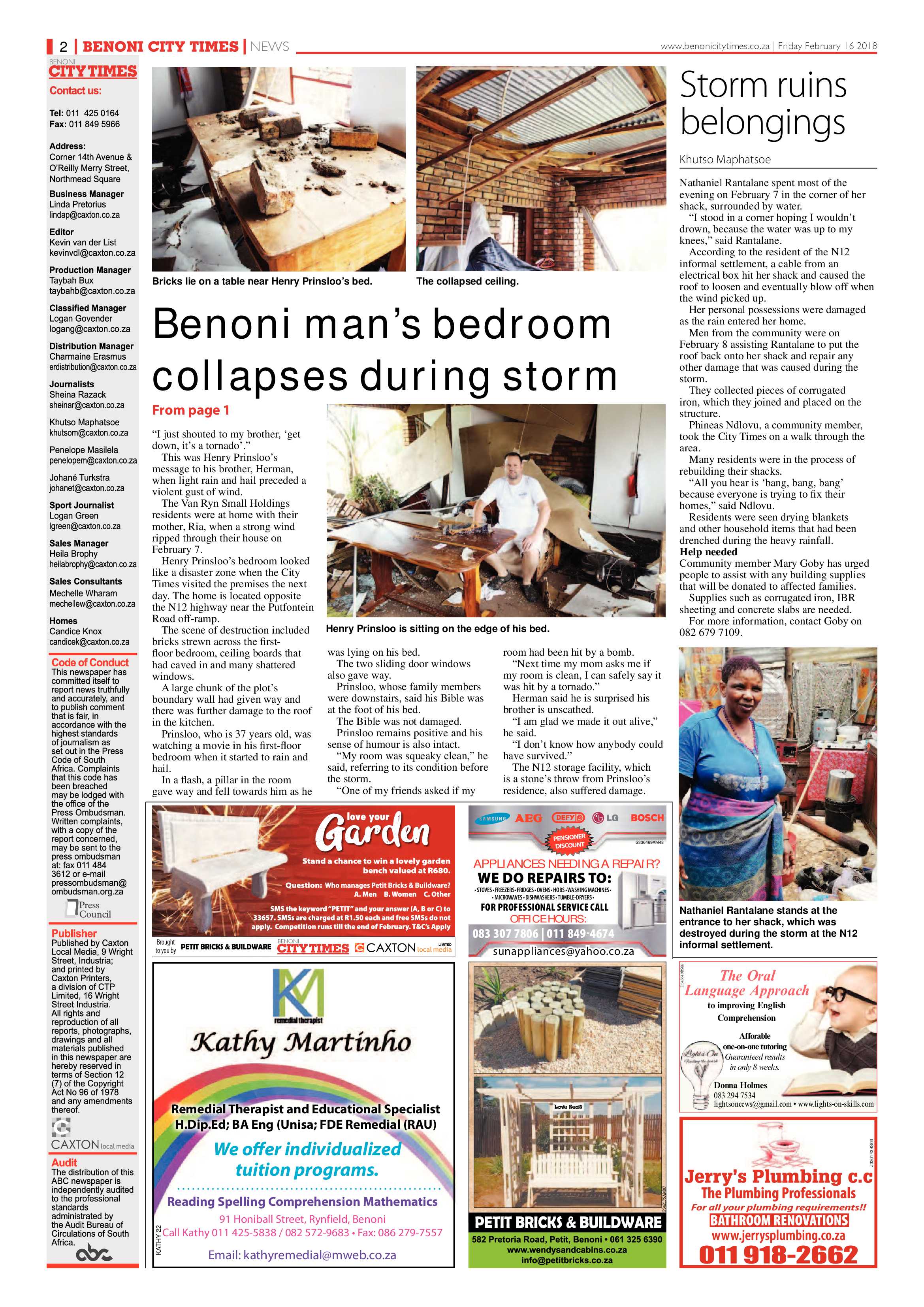 Benoni City Times 15 February 2018 page 2