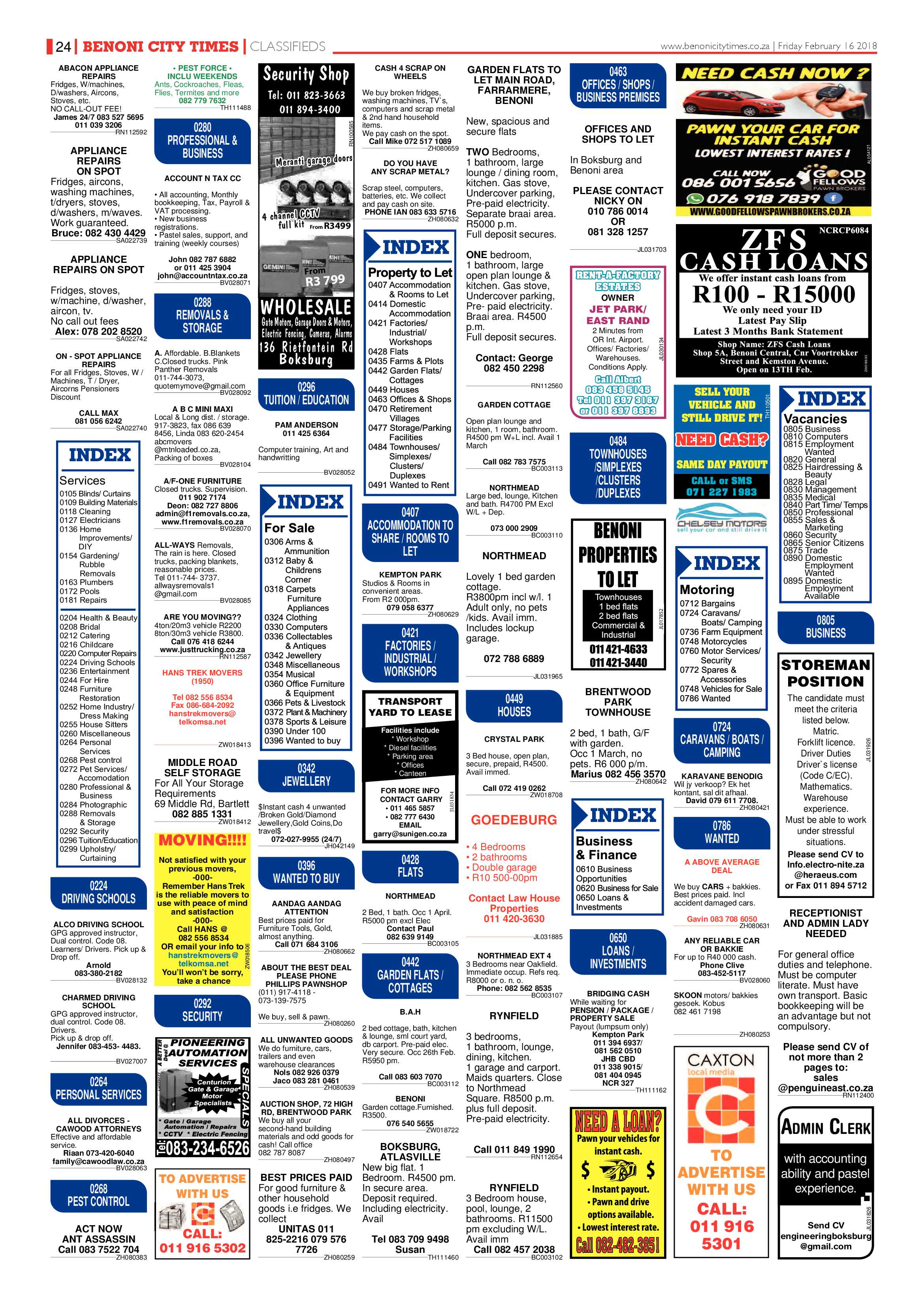Benoni City Times 15 February 2018 page 24
