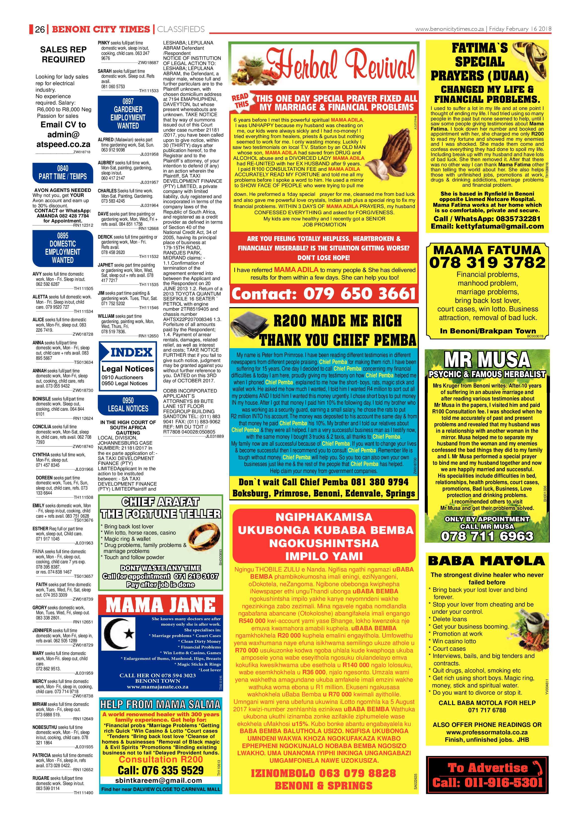 Benoni City Times 15 February 2018 page 26