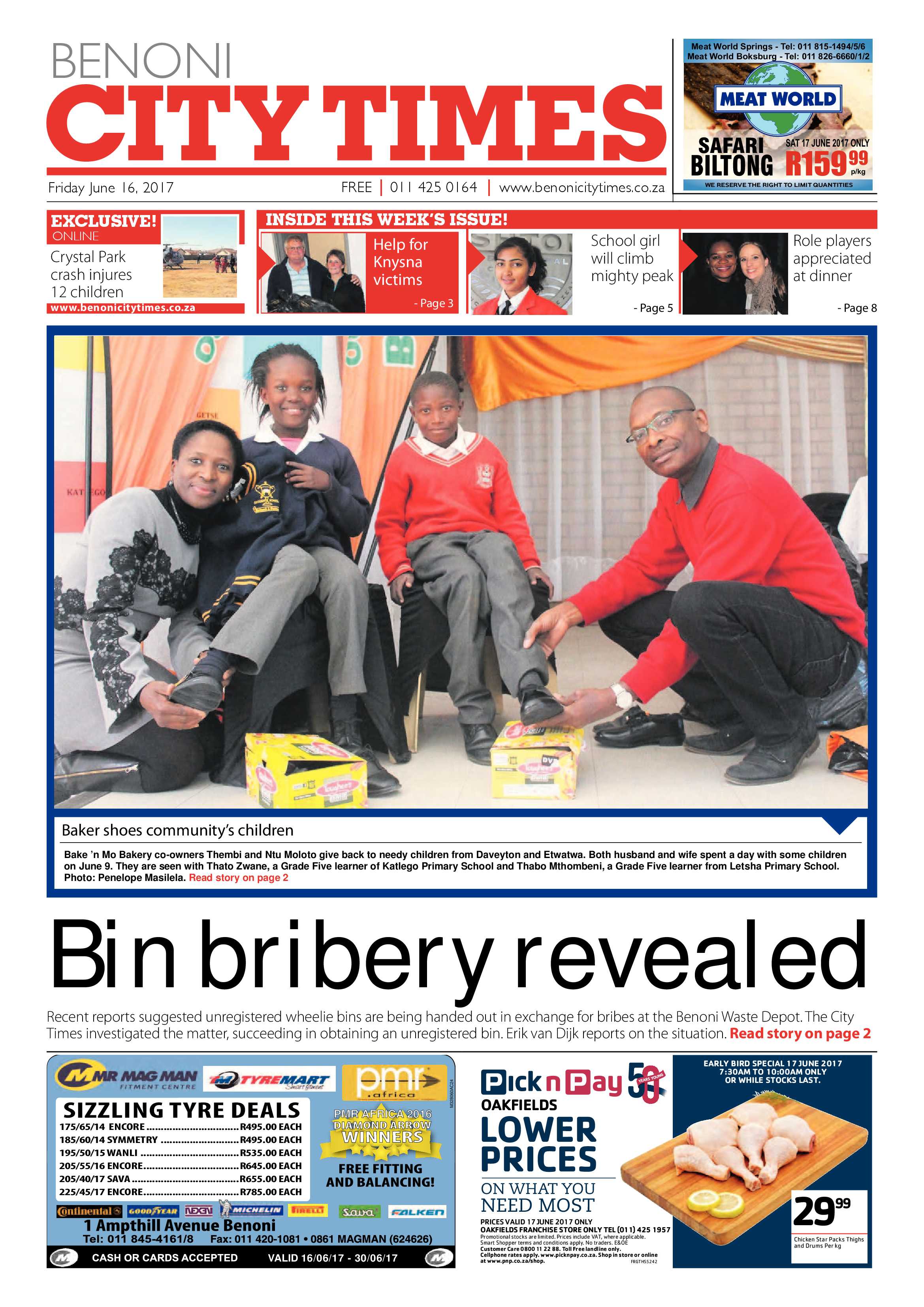 Benoni City Times 15 June 2017 page 1