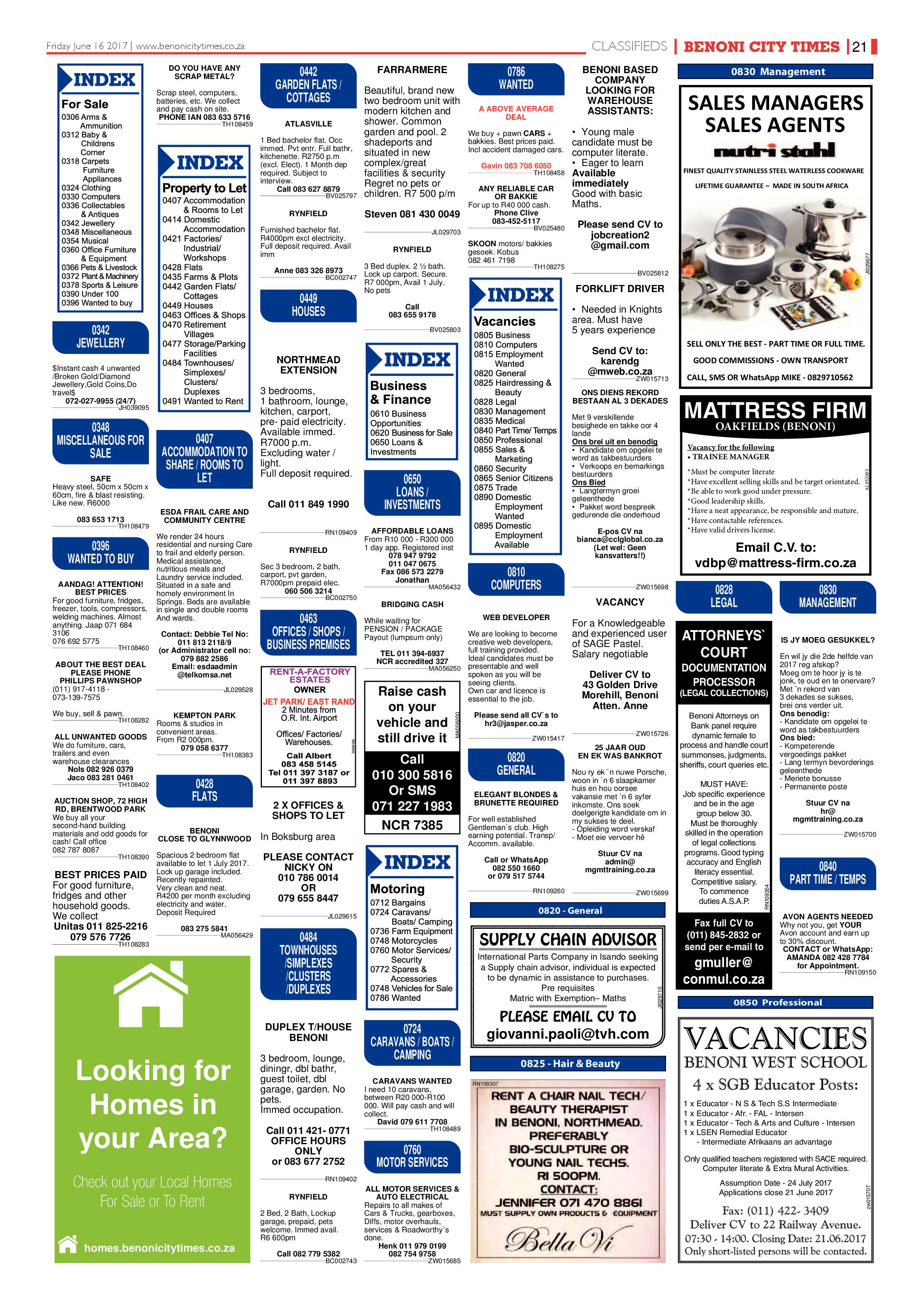 Benoni City Times 15 June 2017 page 21