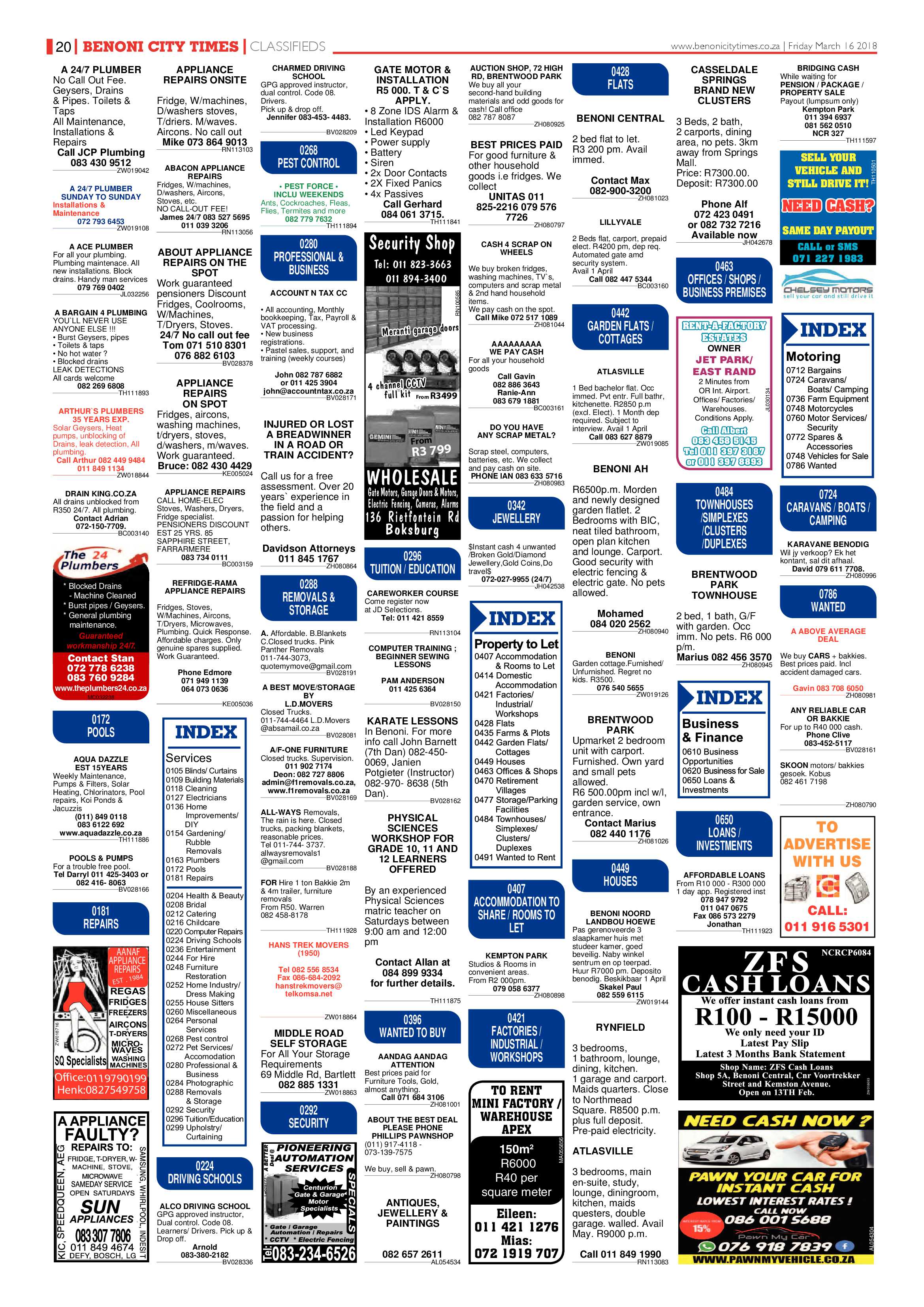 Benoni City Times 15 March 2018 page 20