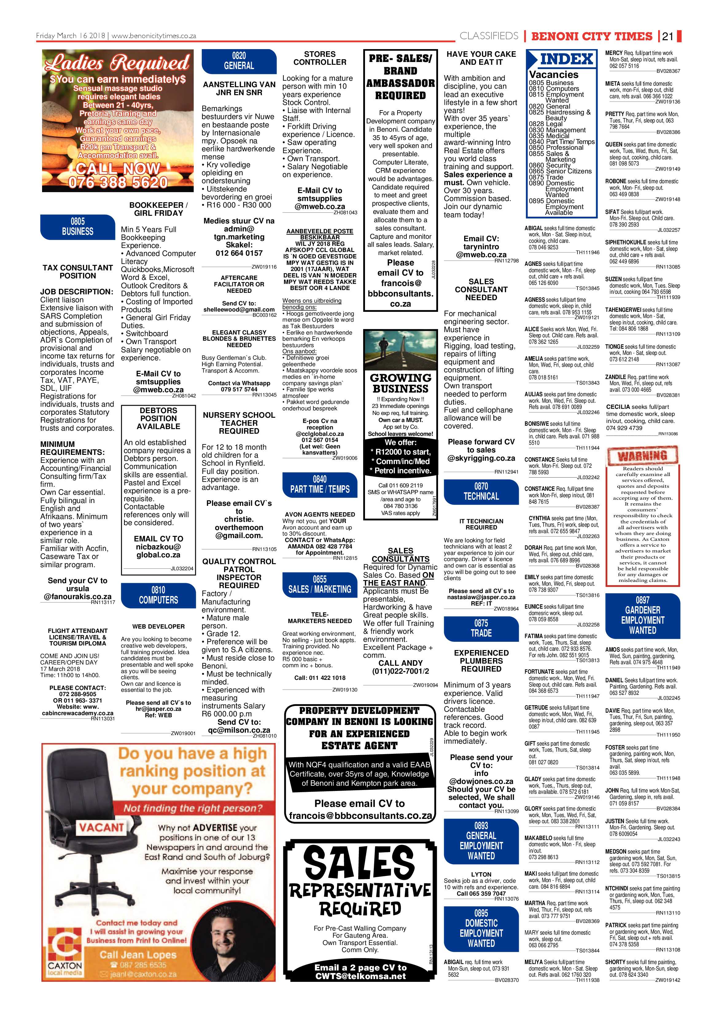 Benoni City Times 15 March 2018 page 21