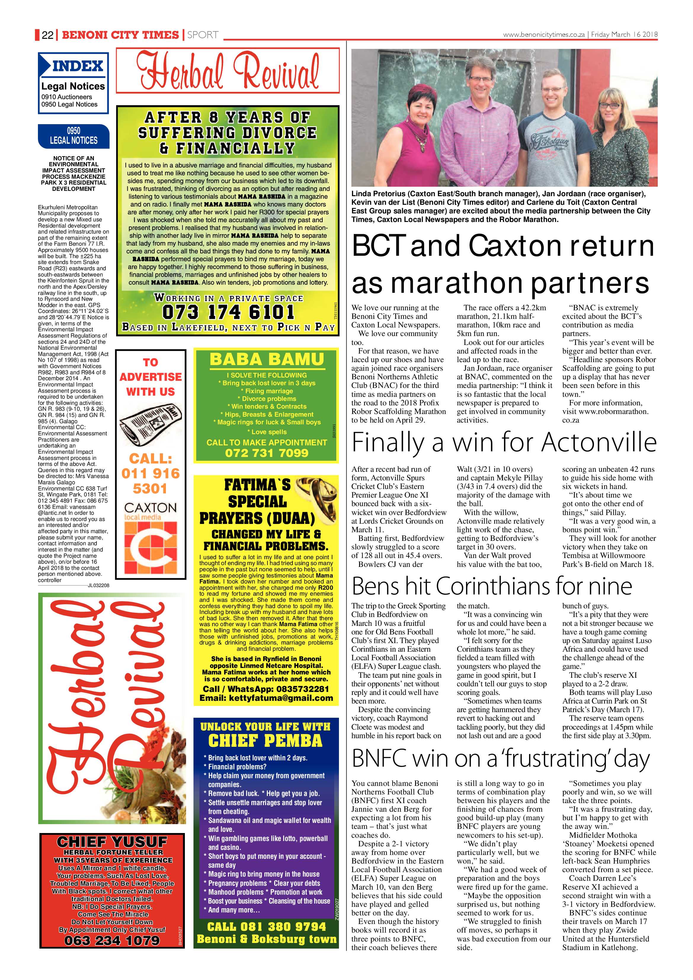 Benoni City Times 15 March 2018 page 22