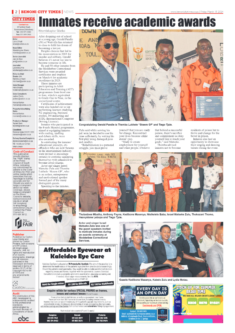 Benoni City Times 15 March 2024 page 2