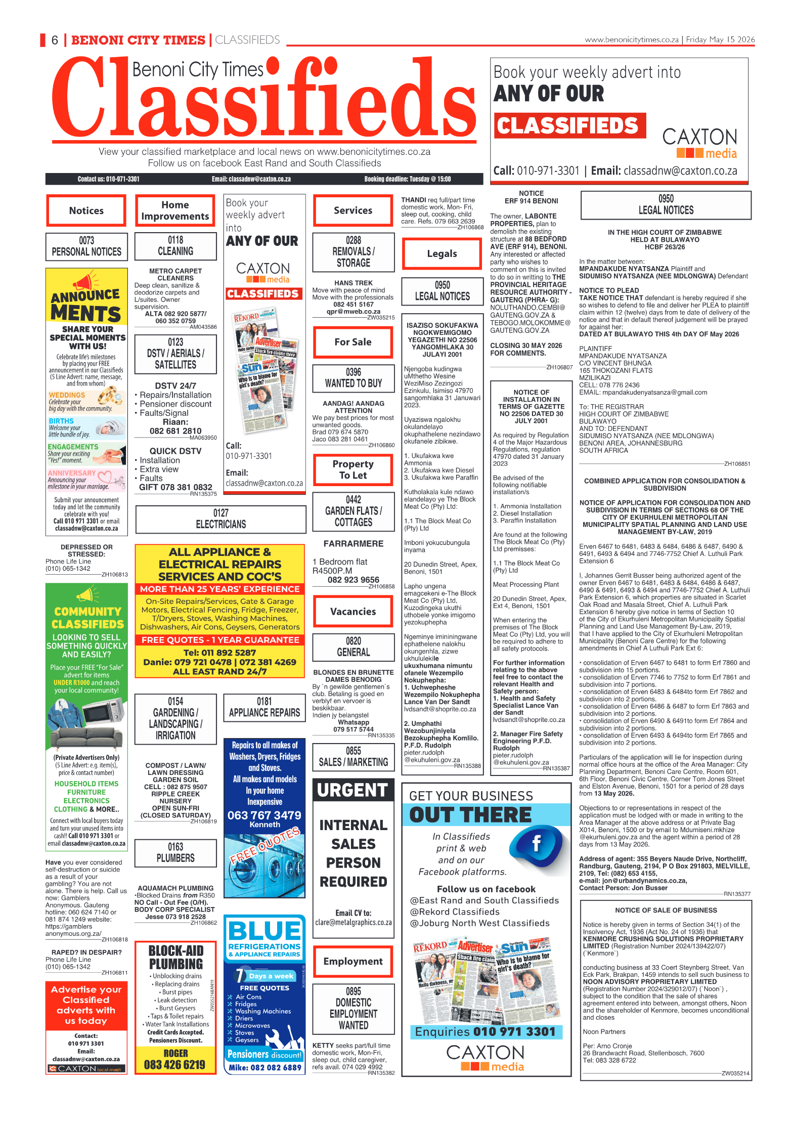 Benoni City Times 15 May 2026 page 8