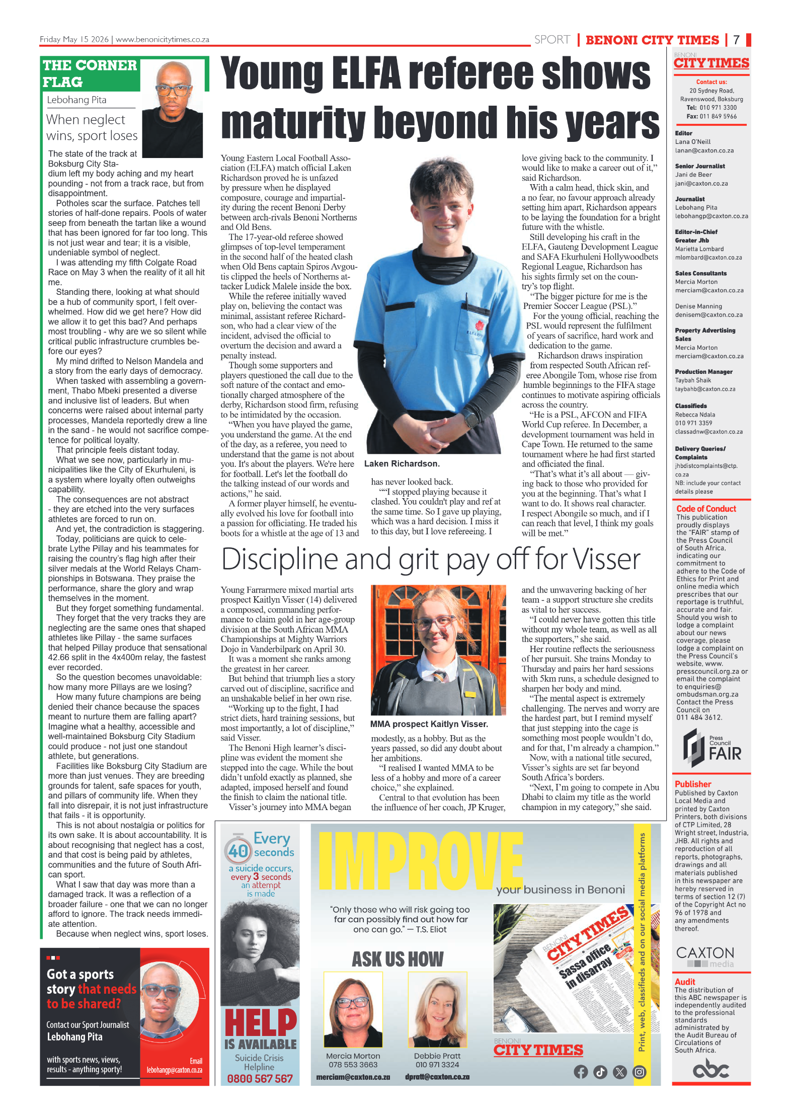 Benoni City Times 15 May 2026 page 9